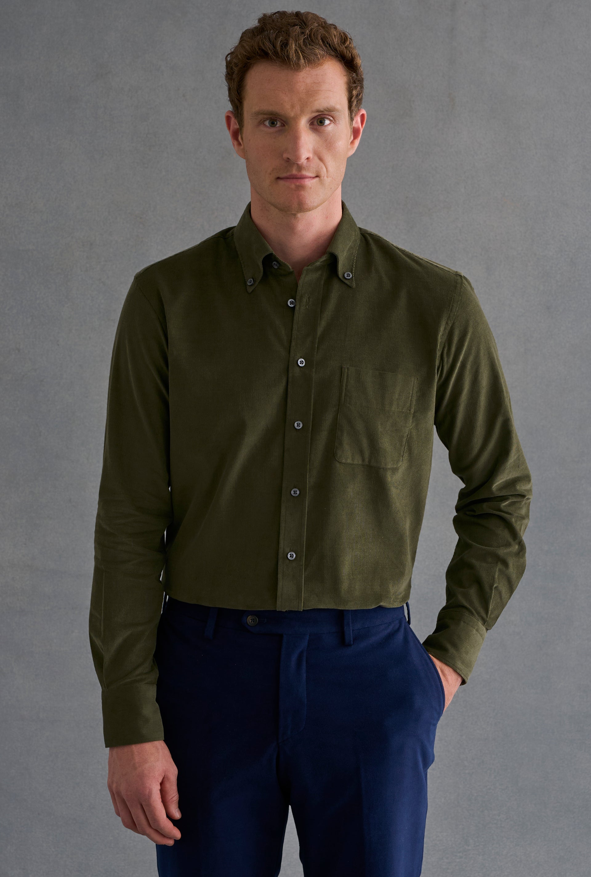Green Needlecord Salcombe Shirt