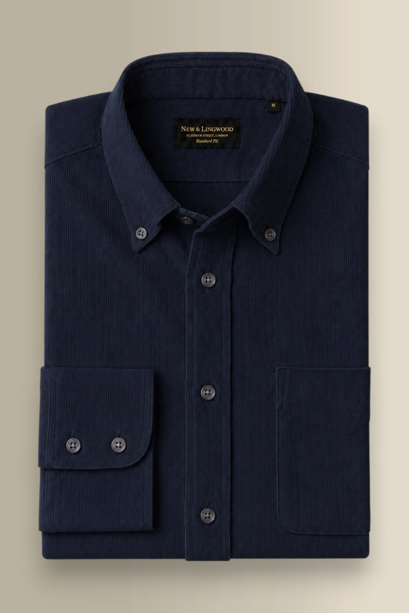 Navy Needlecord Salcombe Shirt
