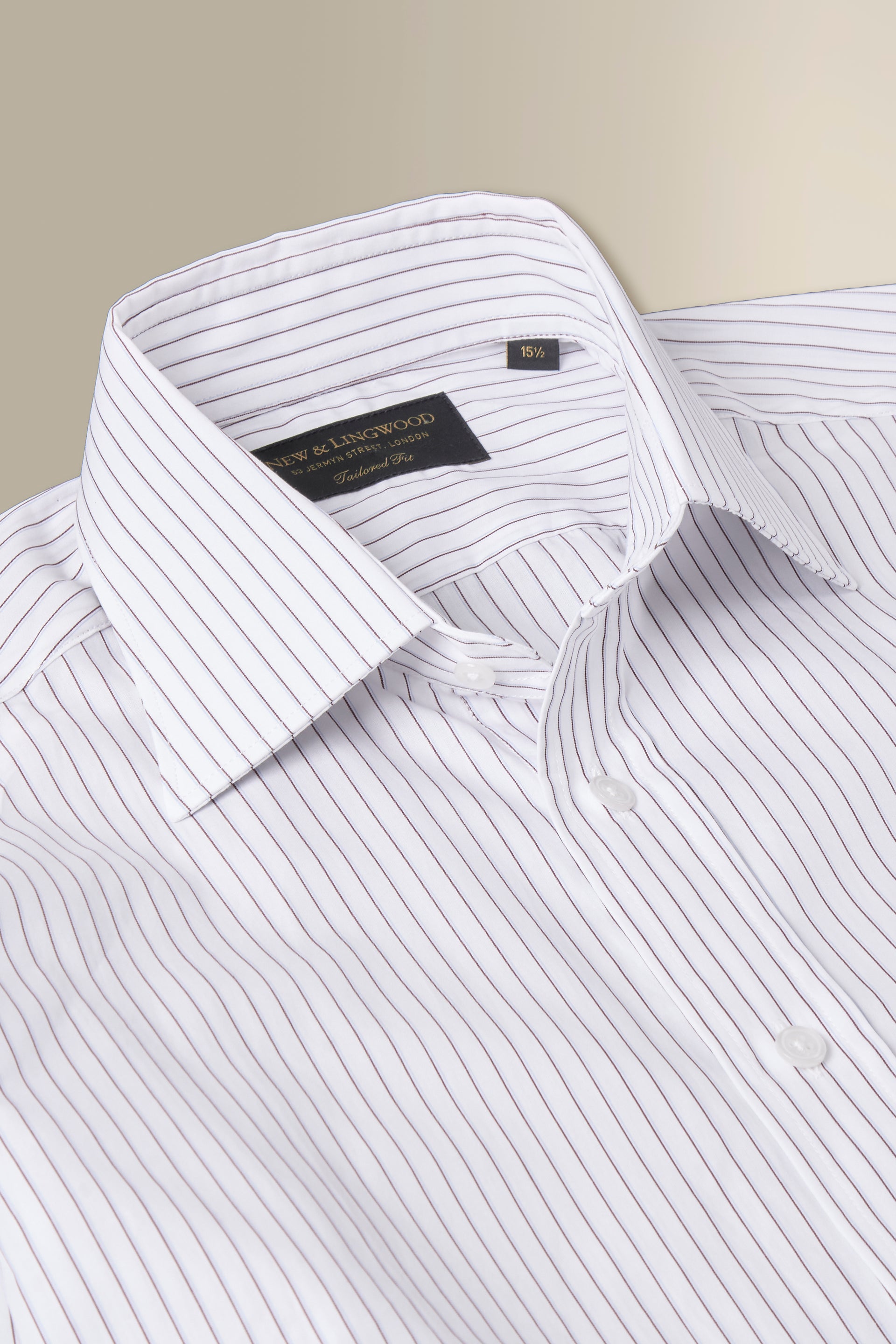 Burgundy & Sky Pinstripe St James' Collar Tailored Fit Poplin Shirt