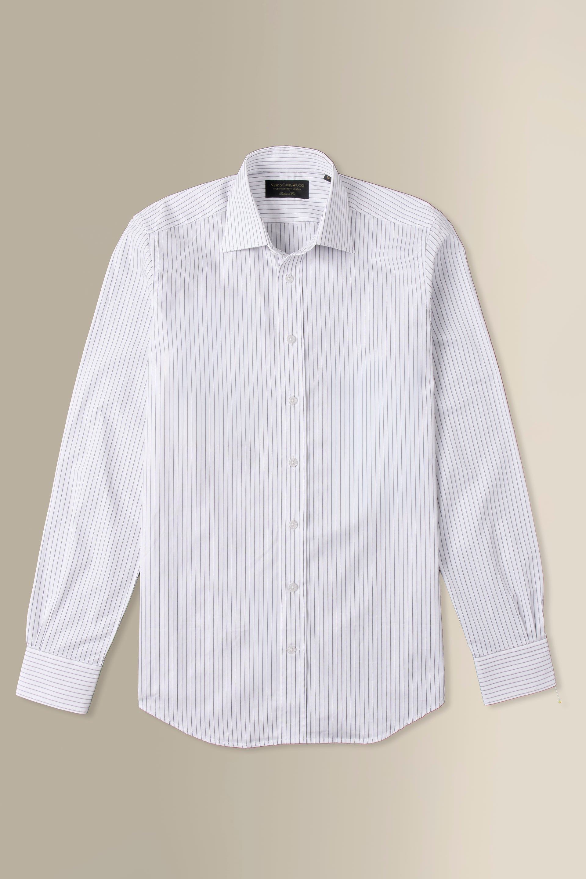 Burgundy & Sky Pinstripe St James' Collar Tailored Fit Poplin Shirt