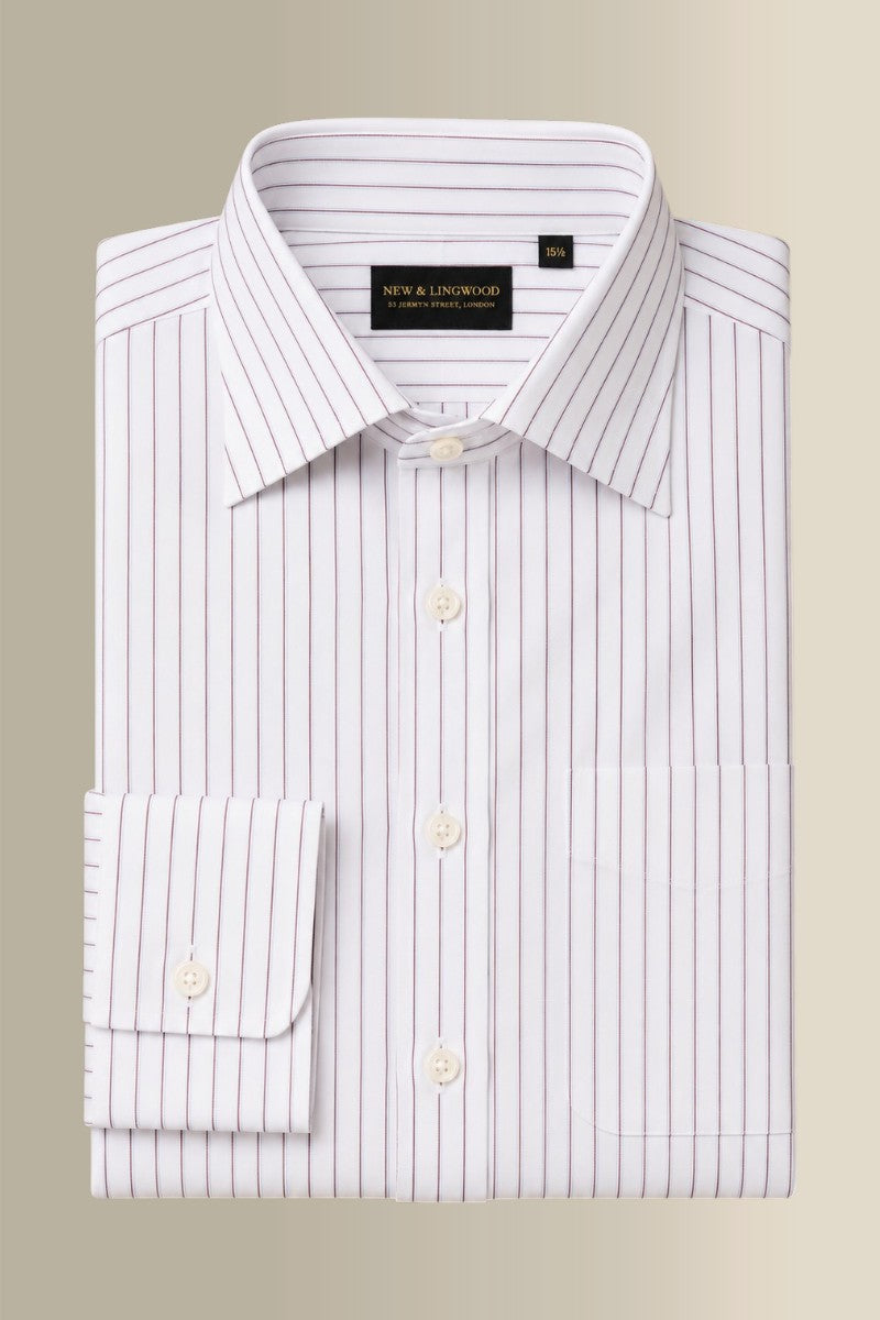 Burgundy & Sky Pinstripe St James' Collar Tailored Fit Poplin Shirt