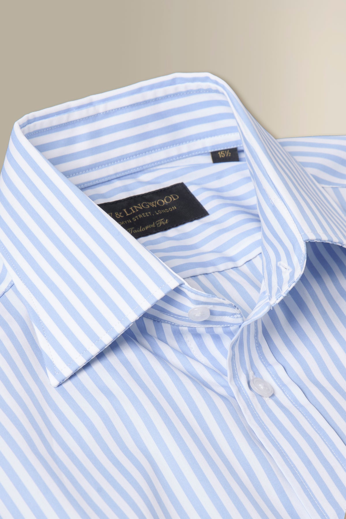 White & Blue Candy Stripe St James' Collar Tailored Fit Poplin Shirt