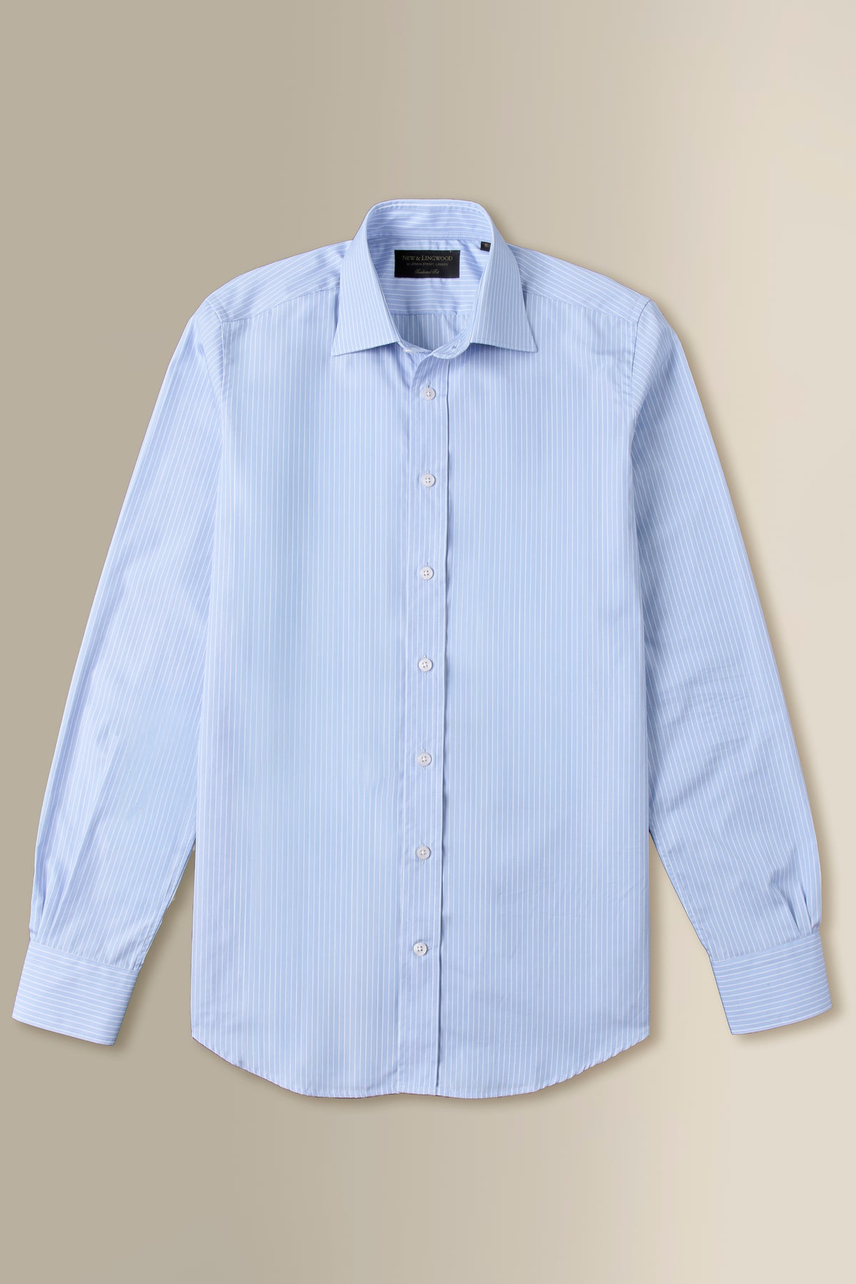 Blue & White Pinstripe St James' Collar Tailored Fit Poplin Shirt