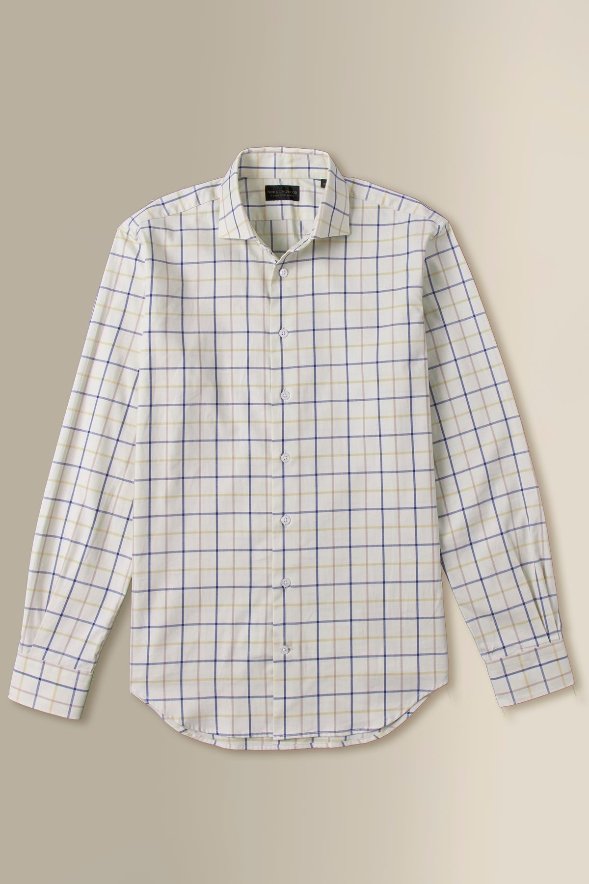 Navy & Tan Tattersall Check Cutaway Collar Standard Fit Shirt