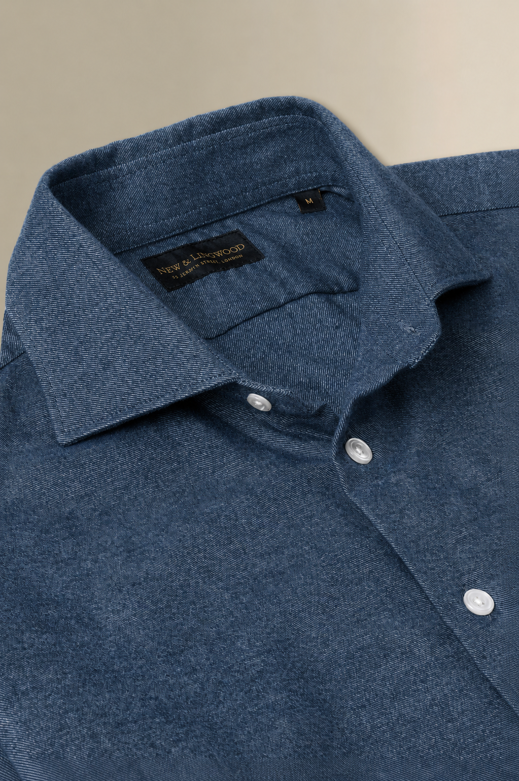 Navy Cutaway Collar Standard Fit Brushed Cotton Shirt