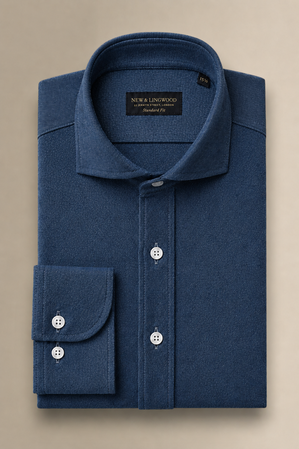 Navy Cutaway Collar Standard Fit Flannel Shirt