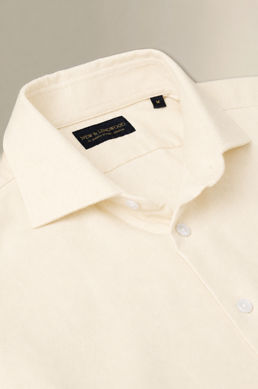 Cream Cutaway Collar Standard Fit Brushed Cotton Shirt