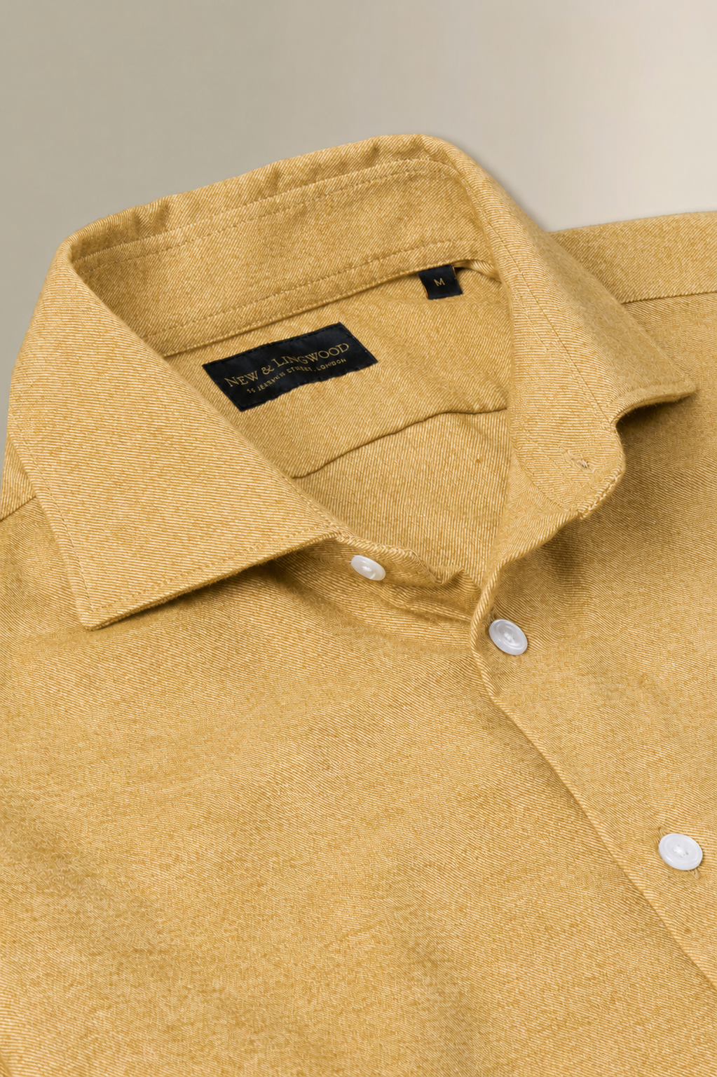 Yellow Cutaway Collar Standard Fit Brushed Cotton Shirt
