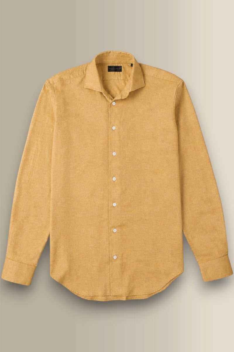 Yellow Cutaway Collar Standard Fit Brushed Cotton Shirt