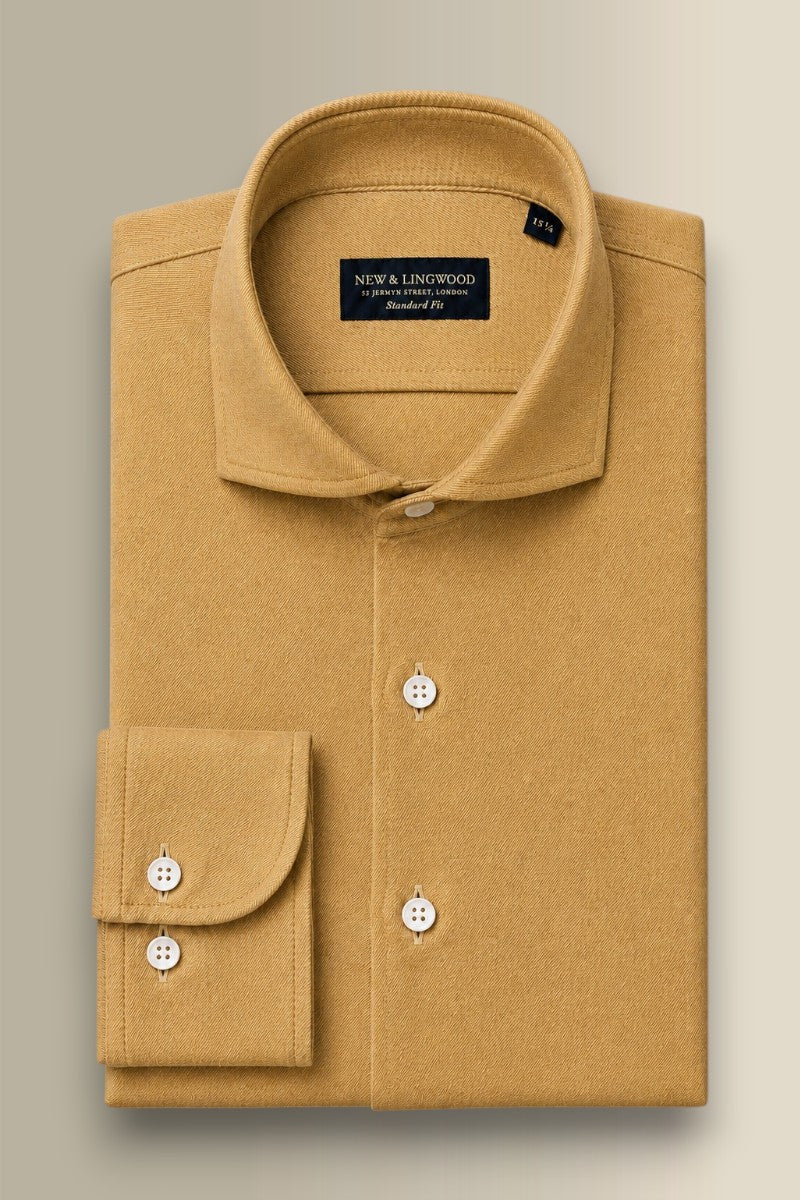 Yellow Cutaway Collar Standard Fit Brushed Cotton Shirt
