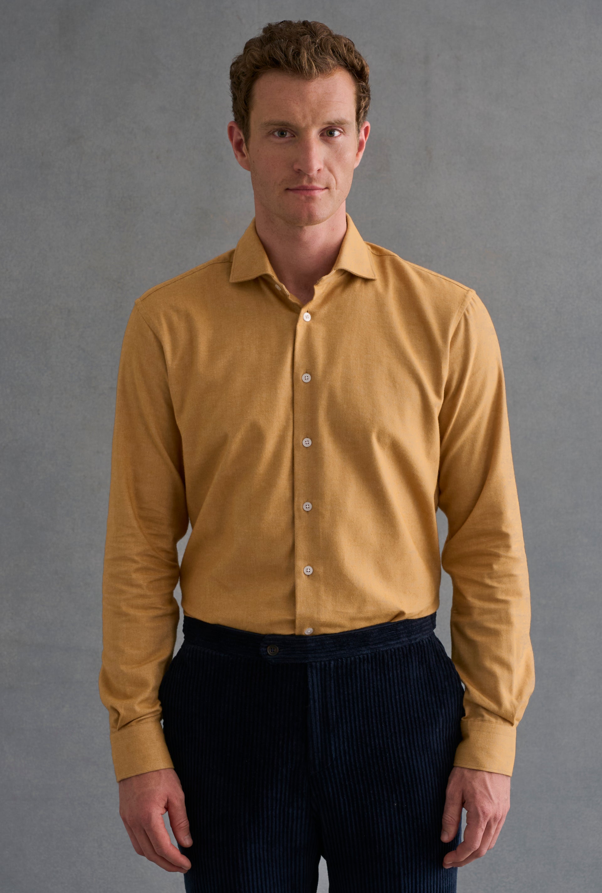 Yellow Cutaway Collar Standard Fit Flannel Shirt
