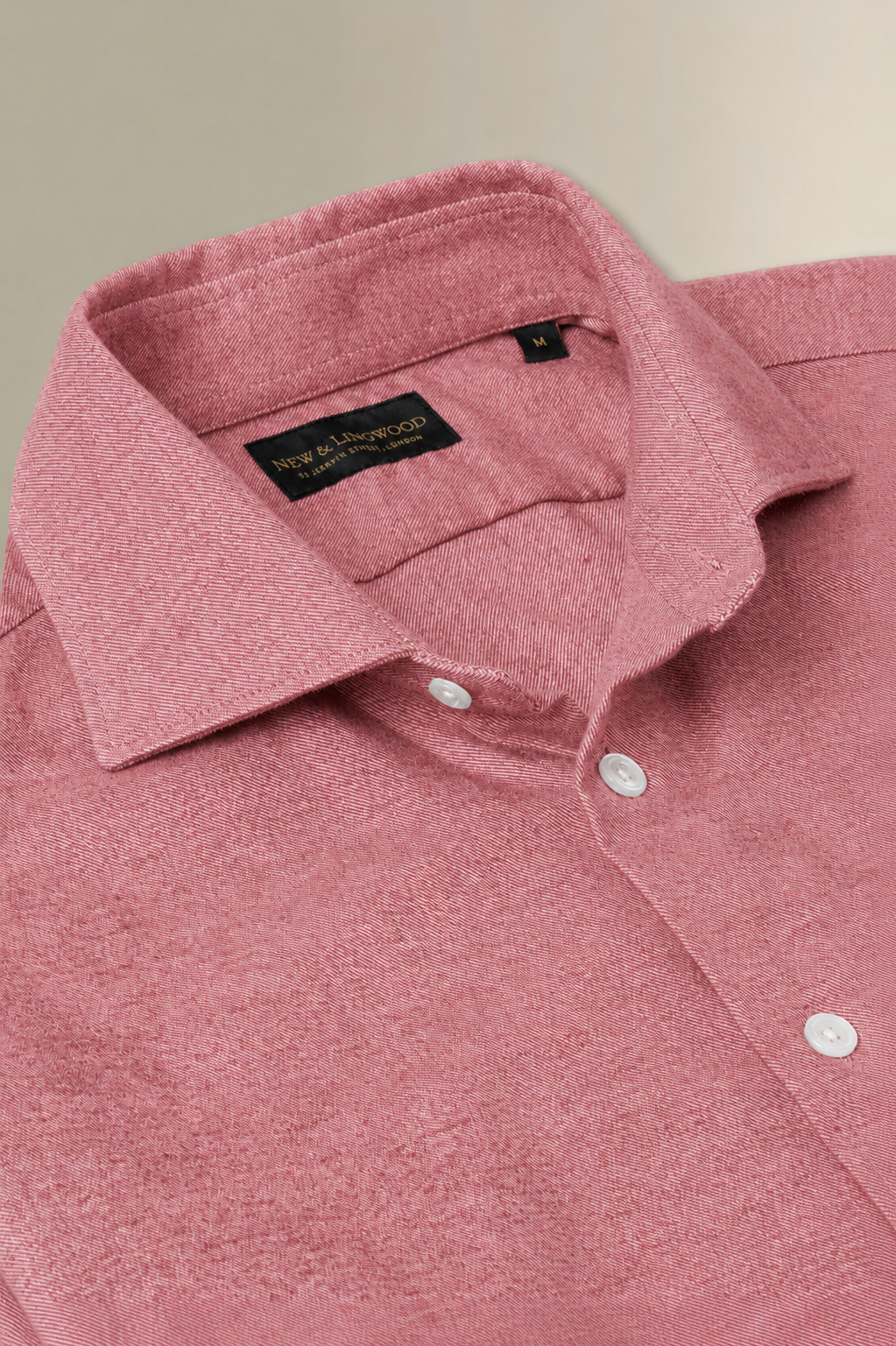 Red Cutaway Collar Standard Fit Brushed Cotton Shirt