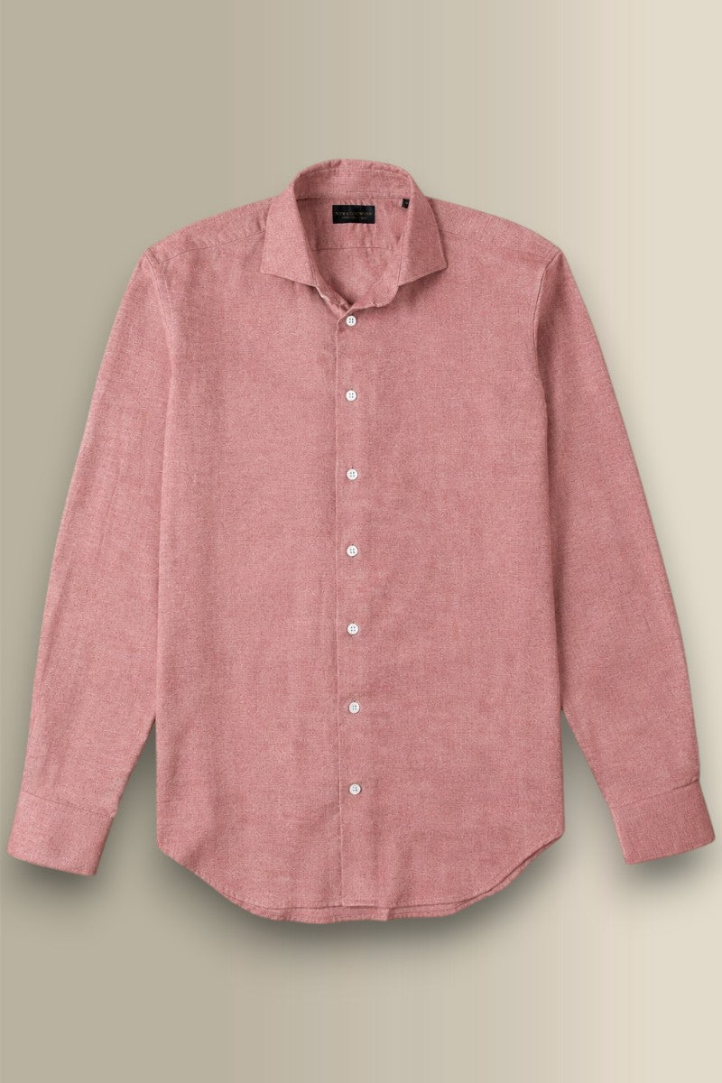 Red Cutaway Collar Standard Fit Brushed Cotton Shirt