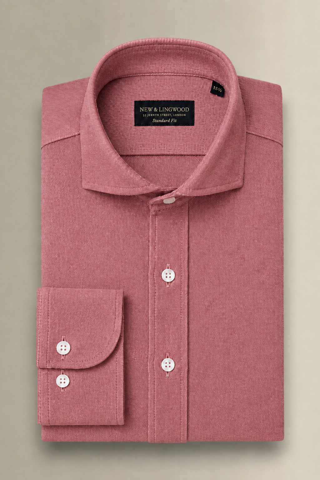 Red Cutaway Collar Standard Fit Flannel Shirt