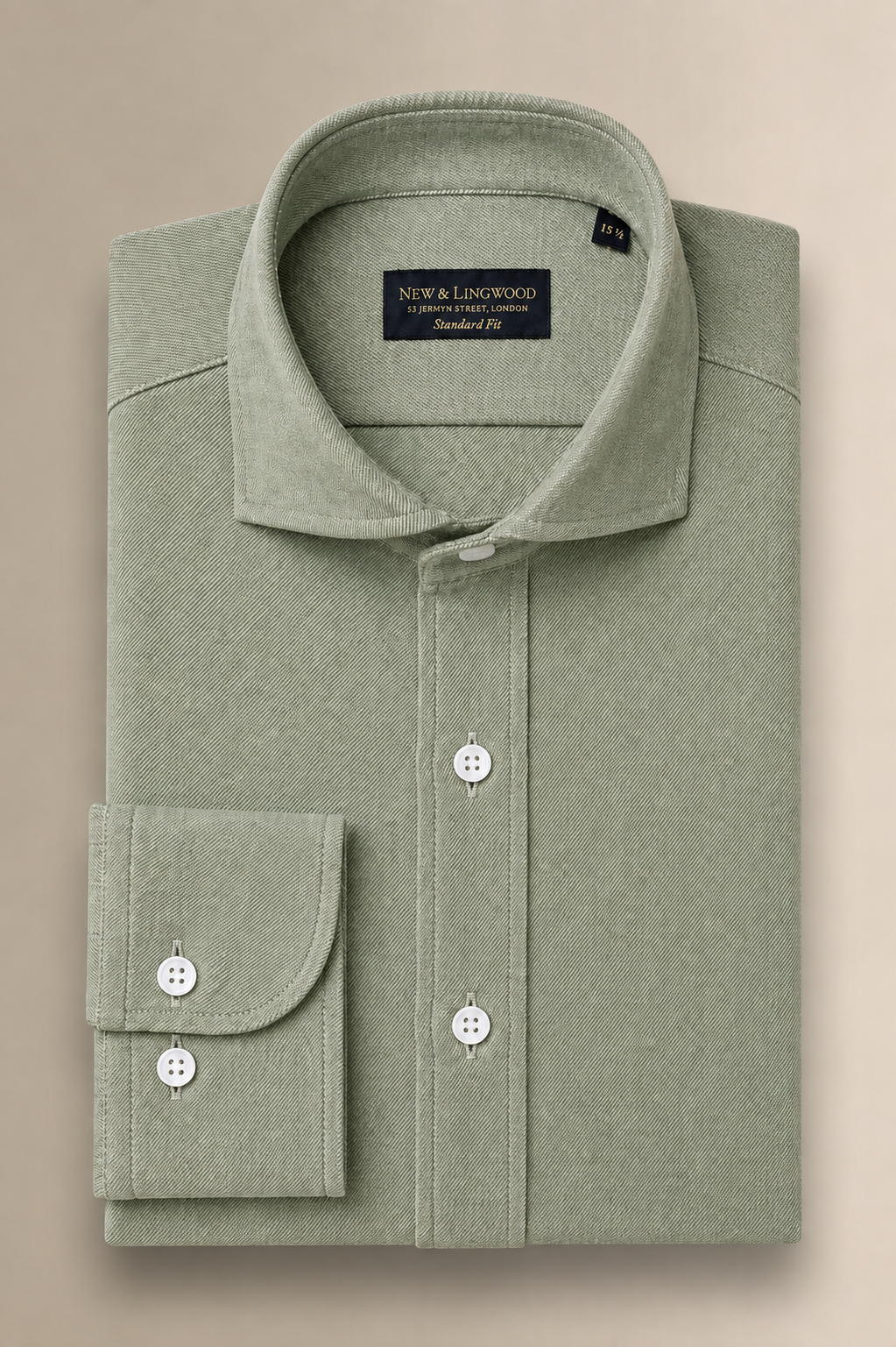 Green Cutaway Collar Standard Fit Flannel Shirt