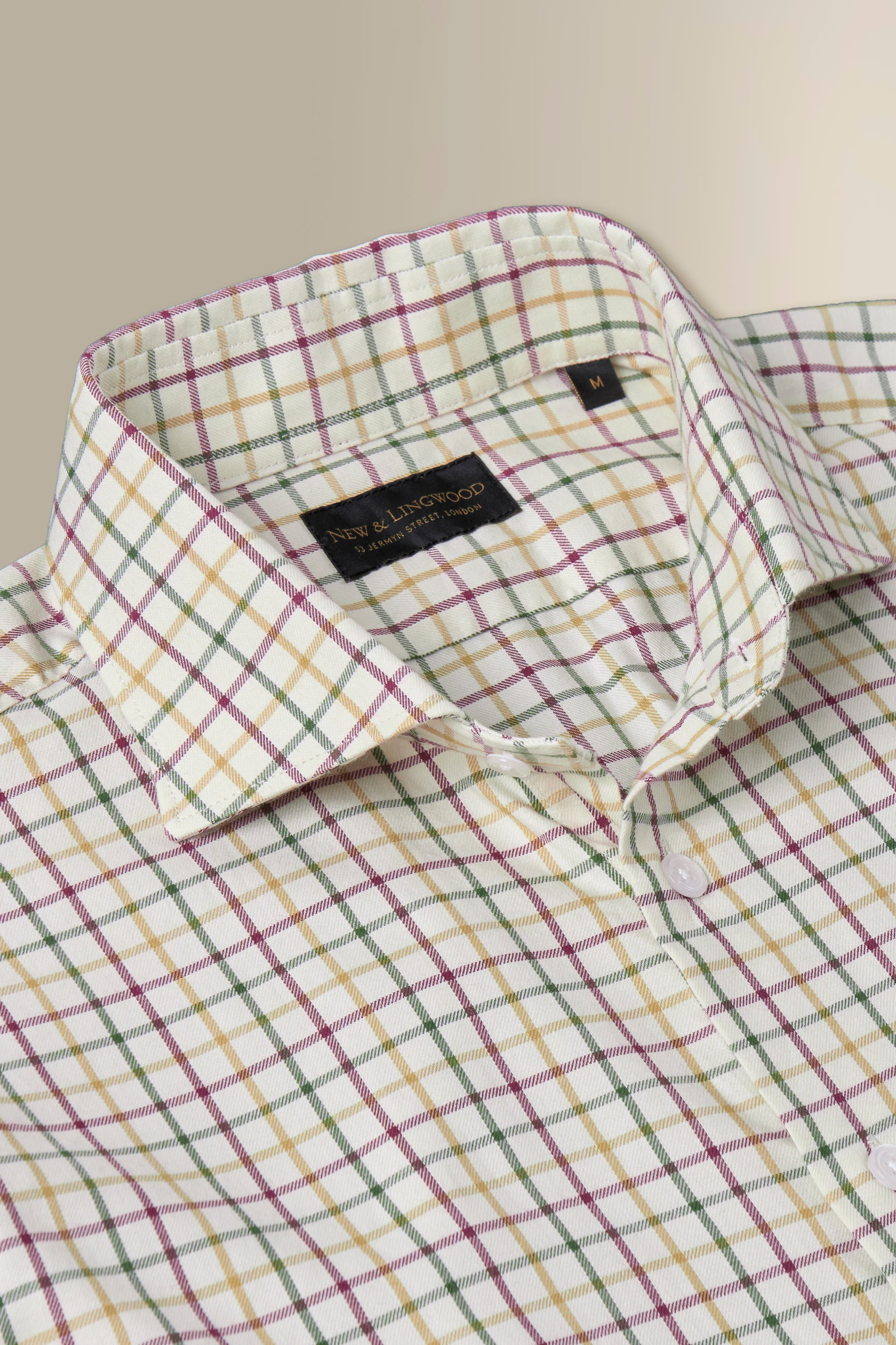 Tan & Olive Tattersall Check Cutaway Collar Standard Fit Shirt