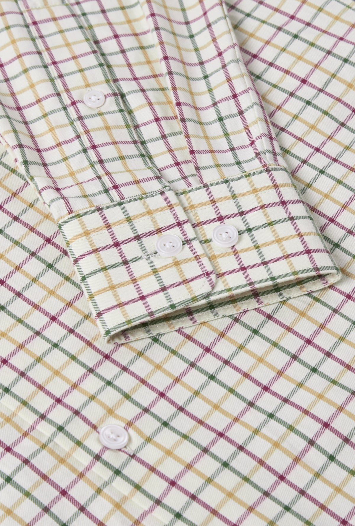 Tan & Olive Tattersall Check Cutaway Collar Standard Fit Shirt