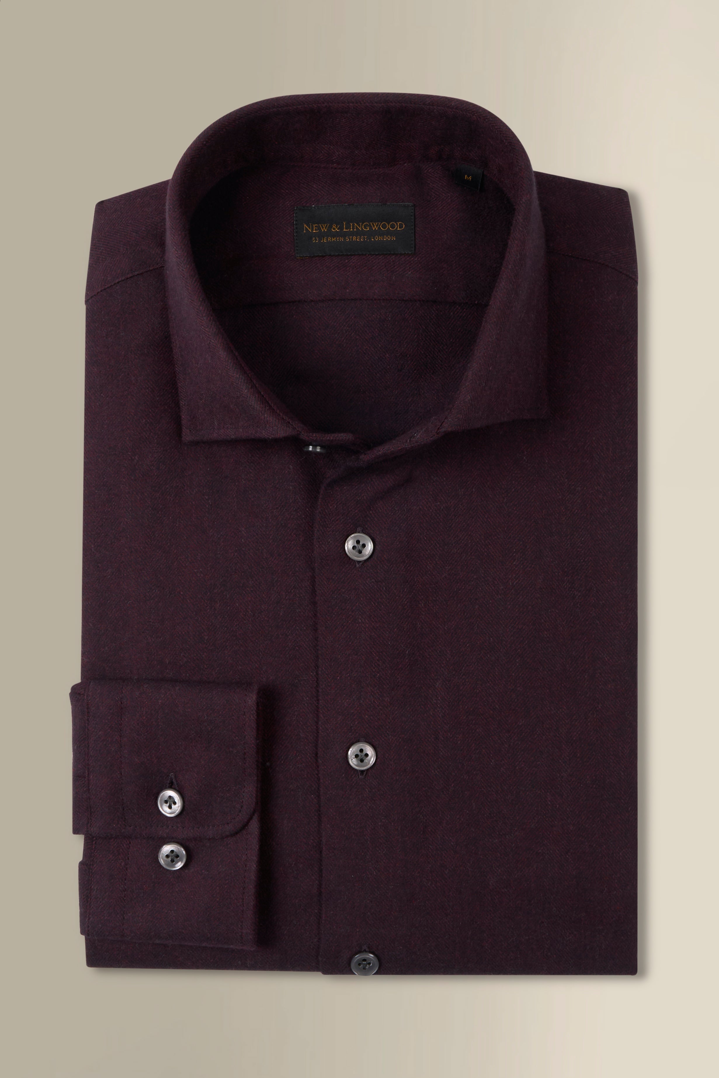 Burgundy Cutaway Collar Standard Fit Flannel Shirt
