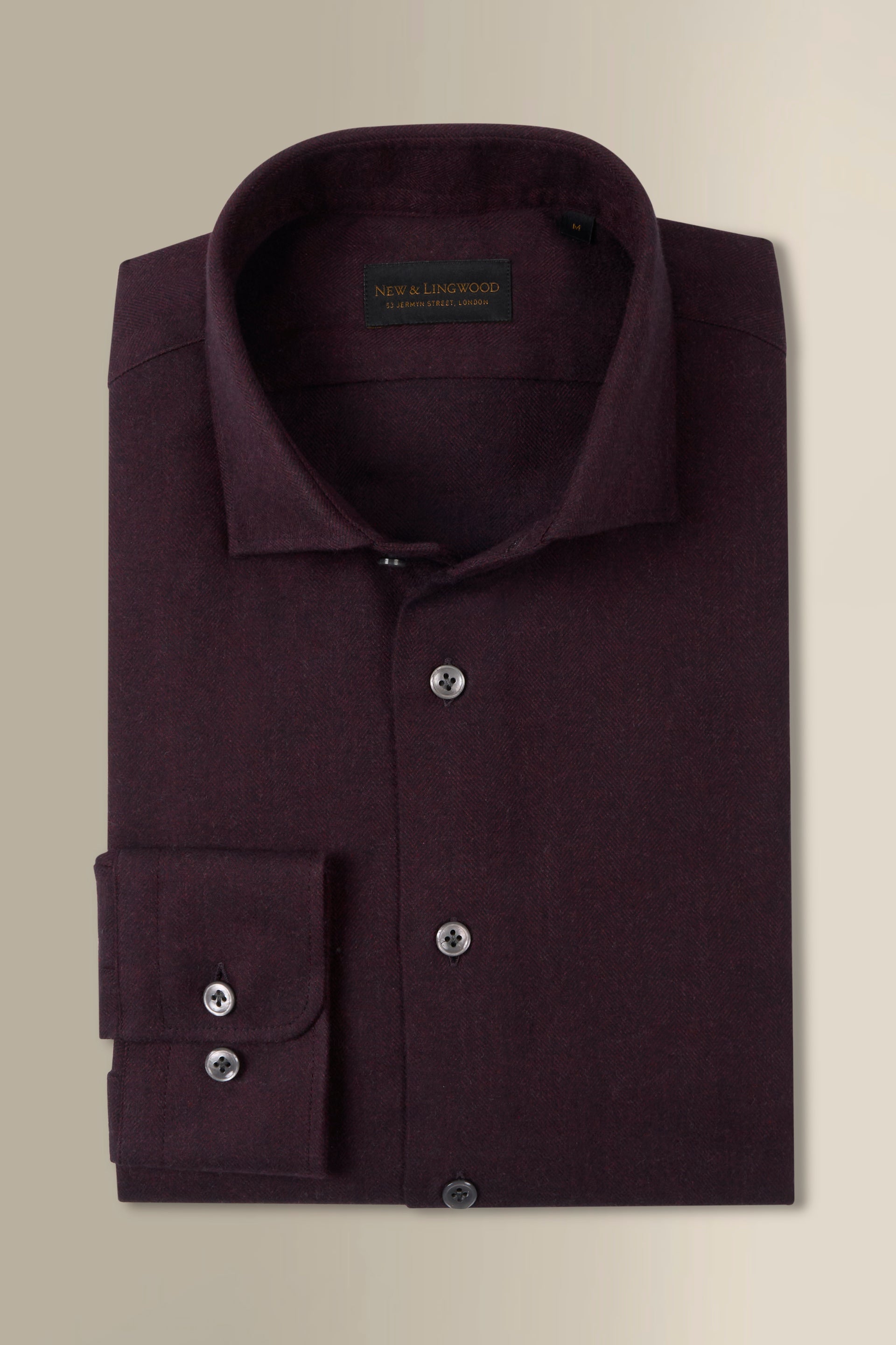 Burgundy Cutaway Collar Standard Fit Flannel Shirt