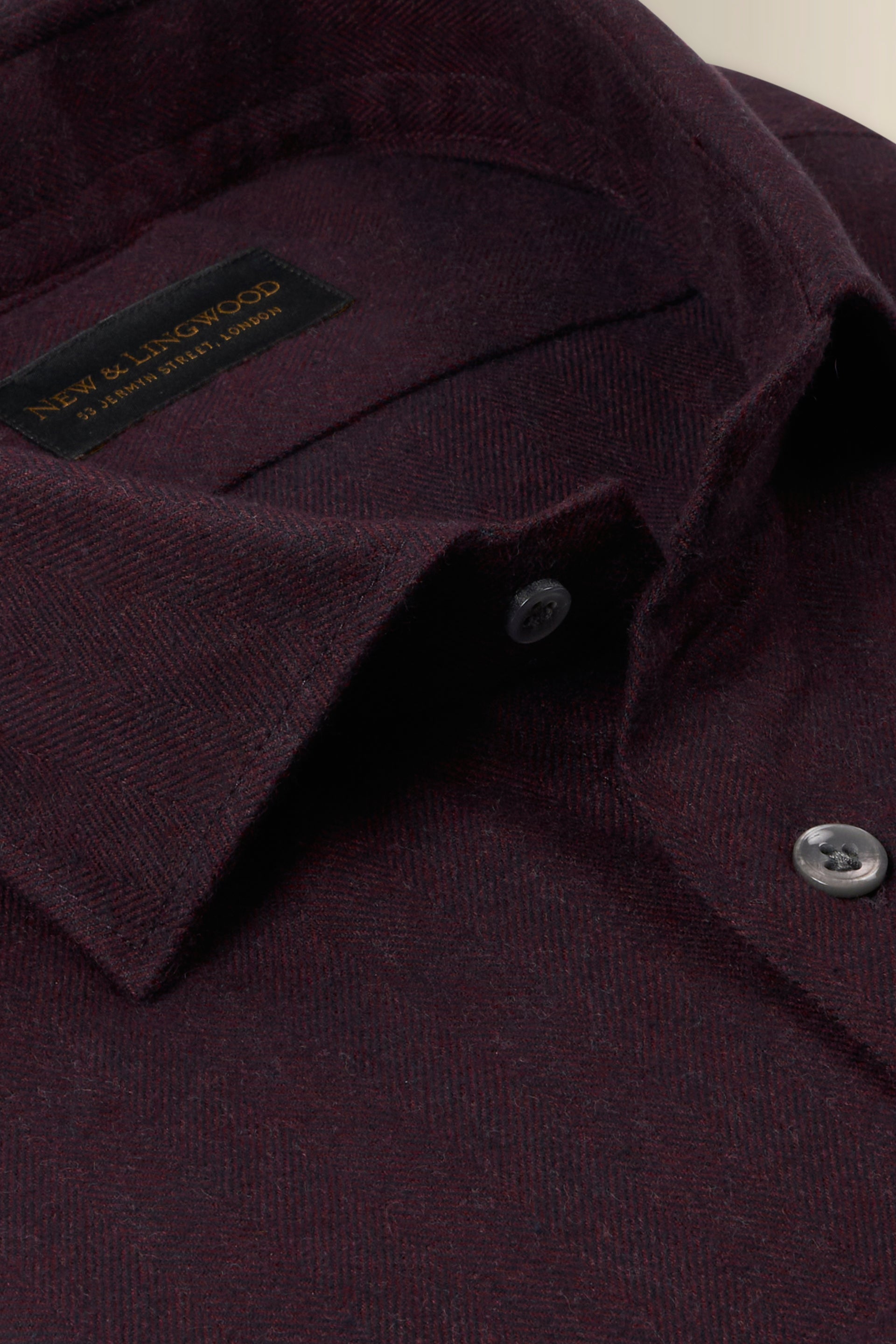 Burgundy Cutaway Collar Standard Fit Flannel Shirt