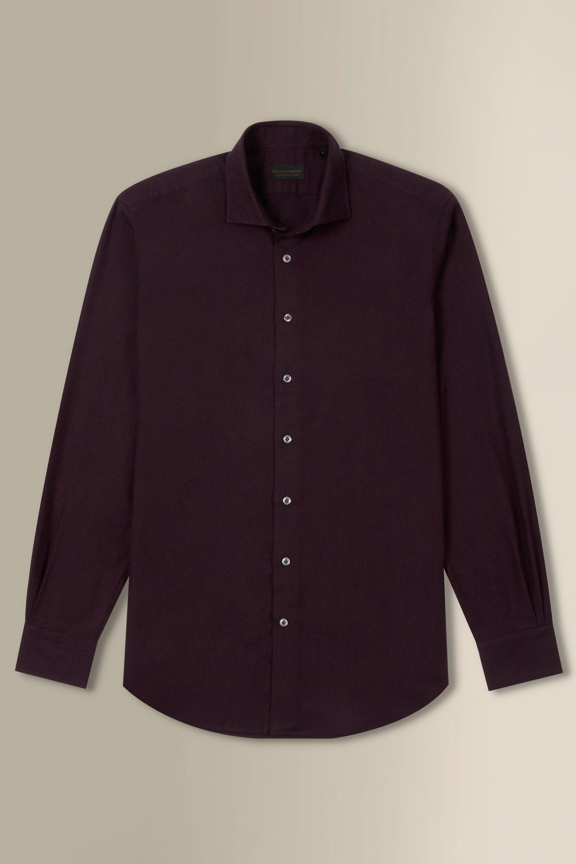 Burgundy Cutaway Collar Standard Fit Flannel Shirt