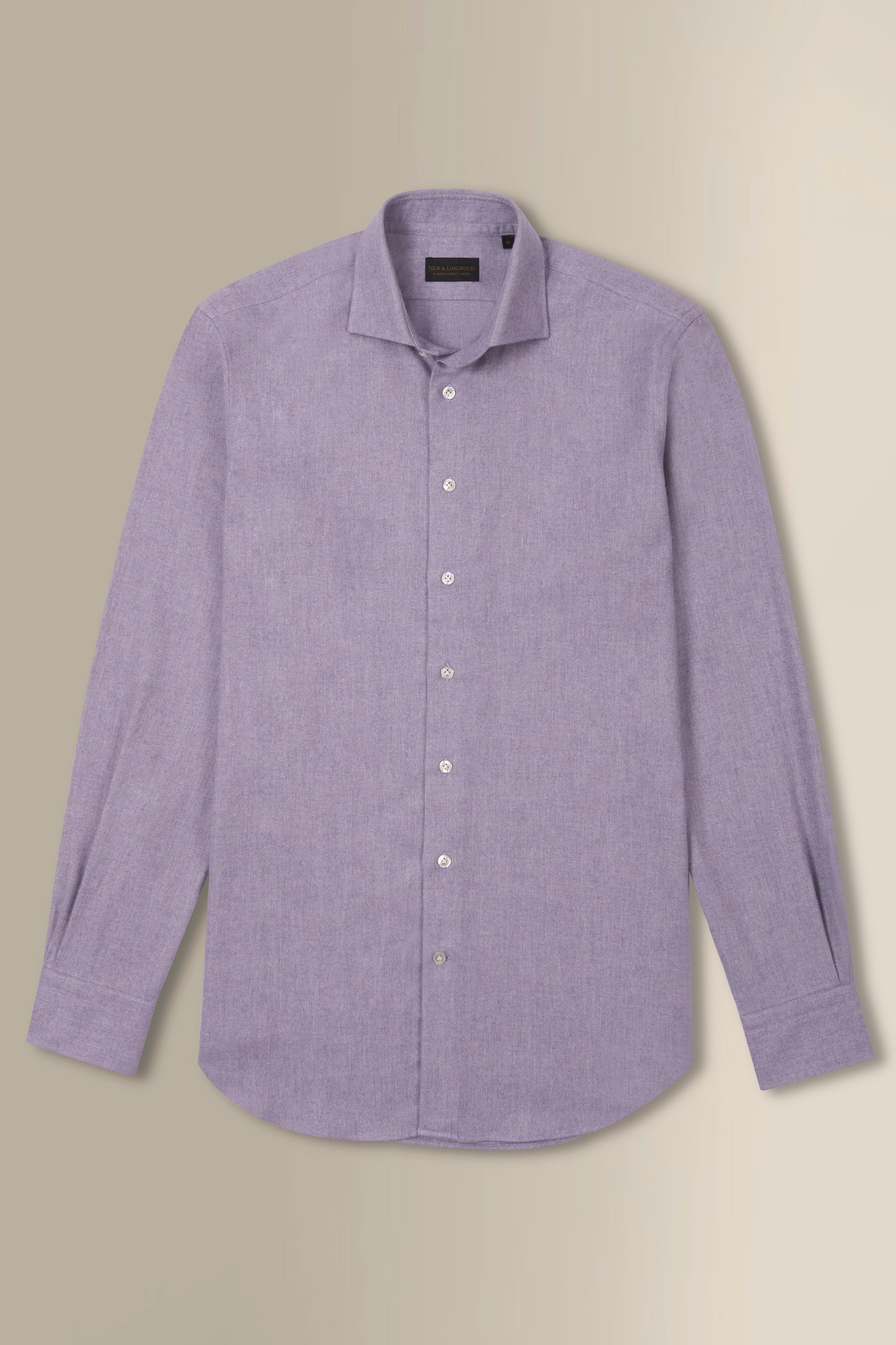 Lilac Herringbone Cutaway Collar Standard Fit Flannel Shirt