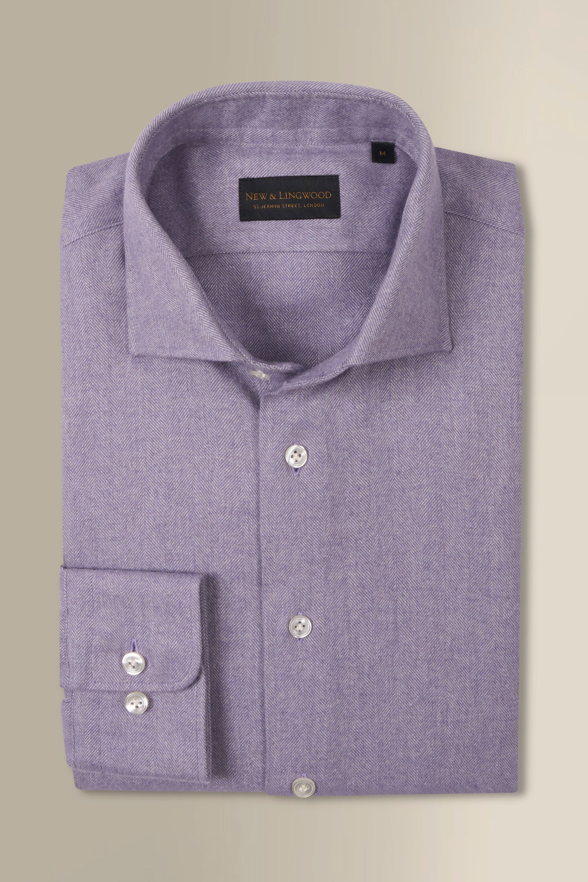 Lilac Herringbone Cutaway Collar Standard Fit Flannel Shirt