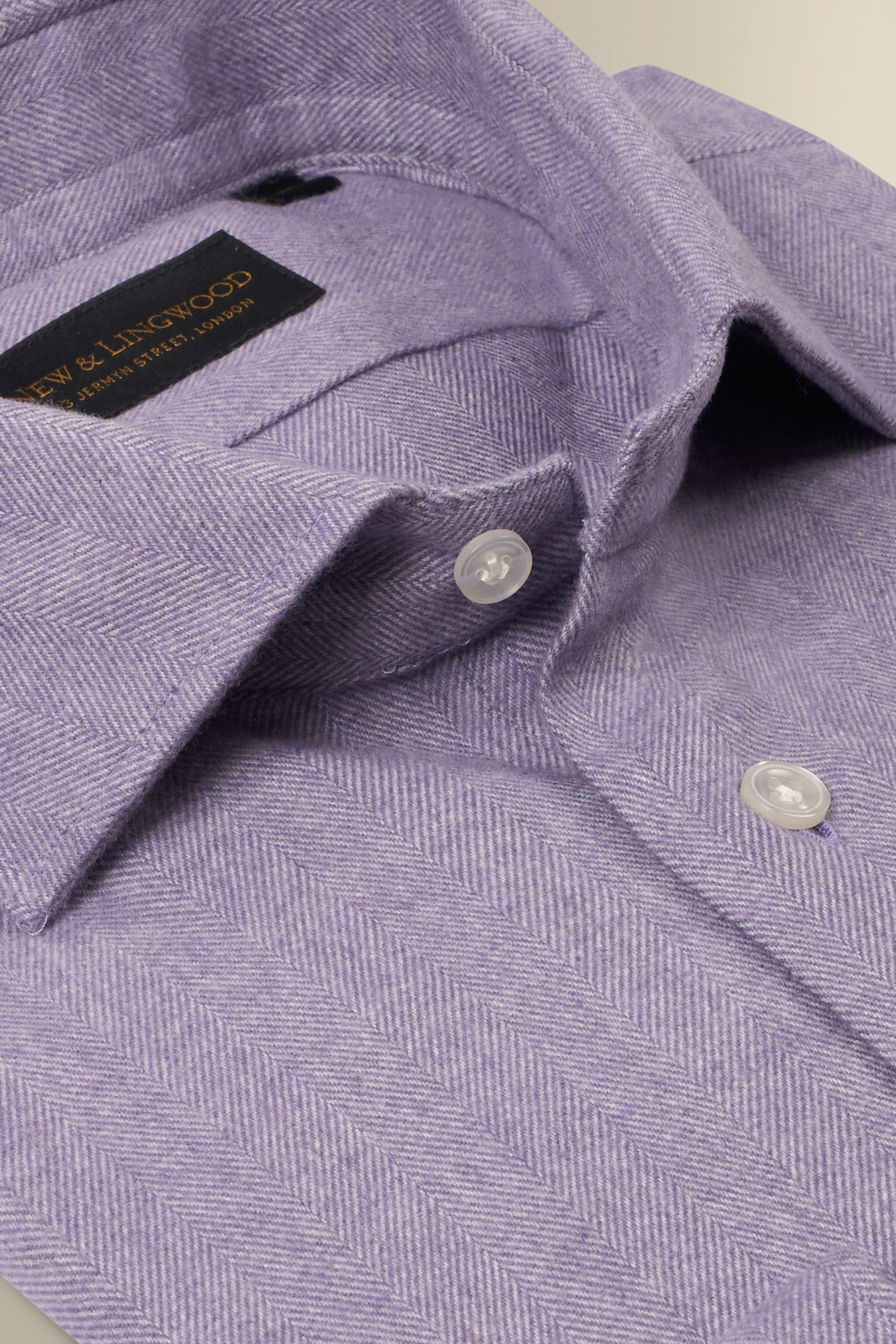 Lilac Herringbone Cutaway Collar Standard Fit Flannel Shirt