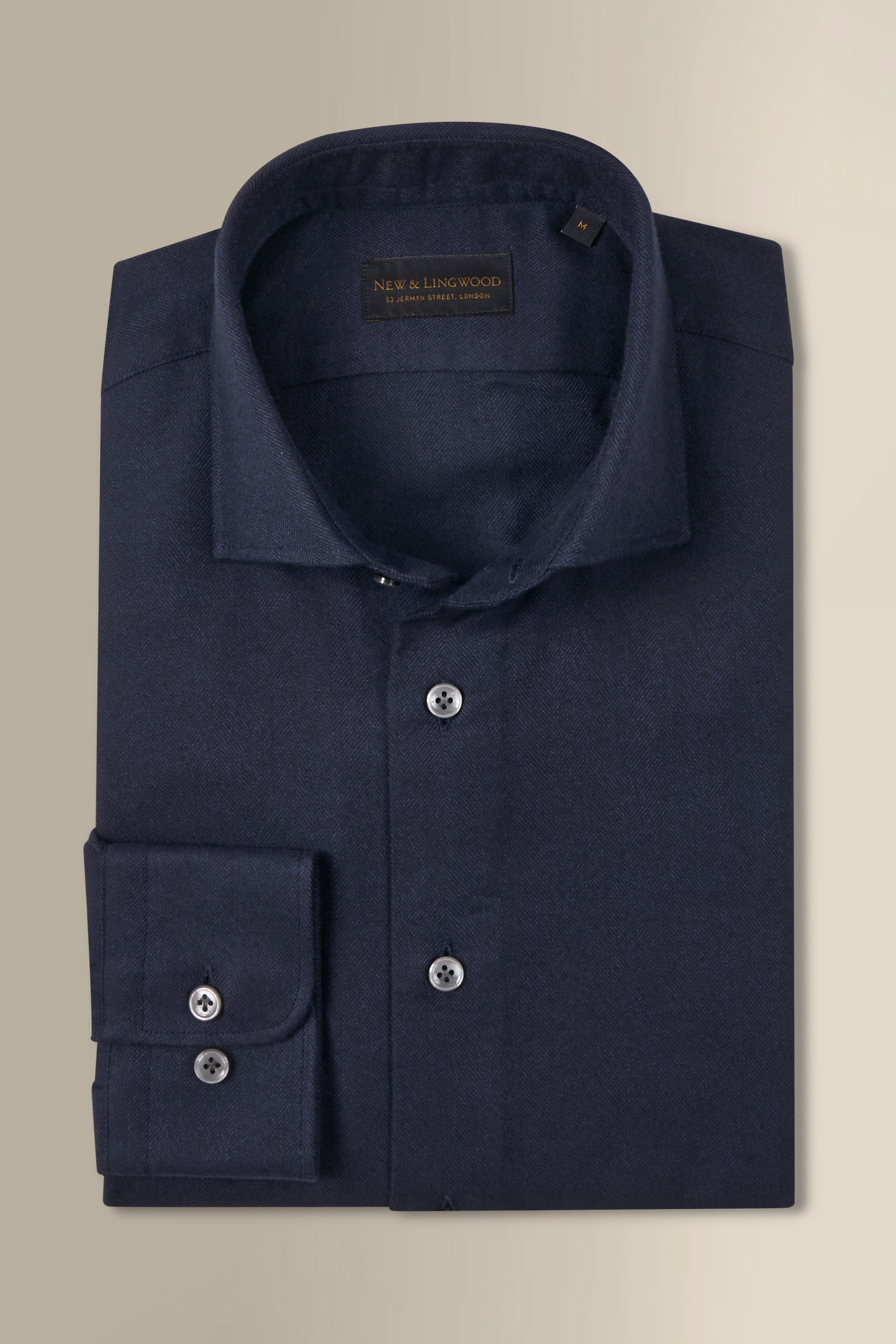Navy Cutaway Collar Standard Fit Flannel Shirt