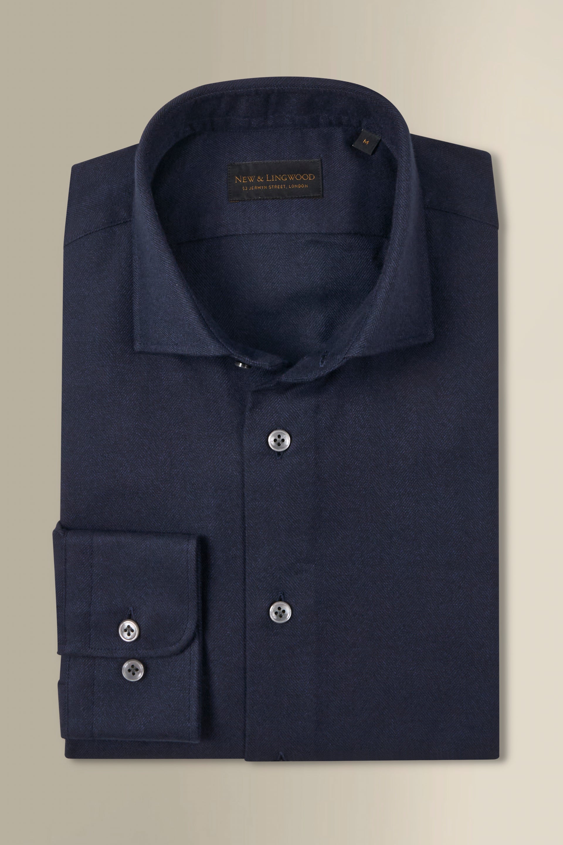 Navy Cutaway Collar Standard Fit Flannel Shirt