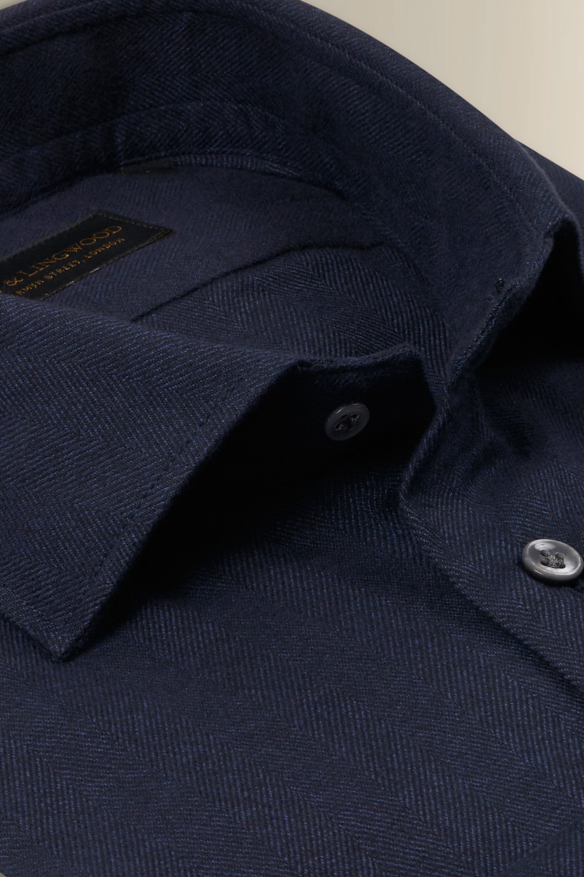 Navy Cutaway Collar Standard Fit Flannel Shirt