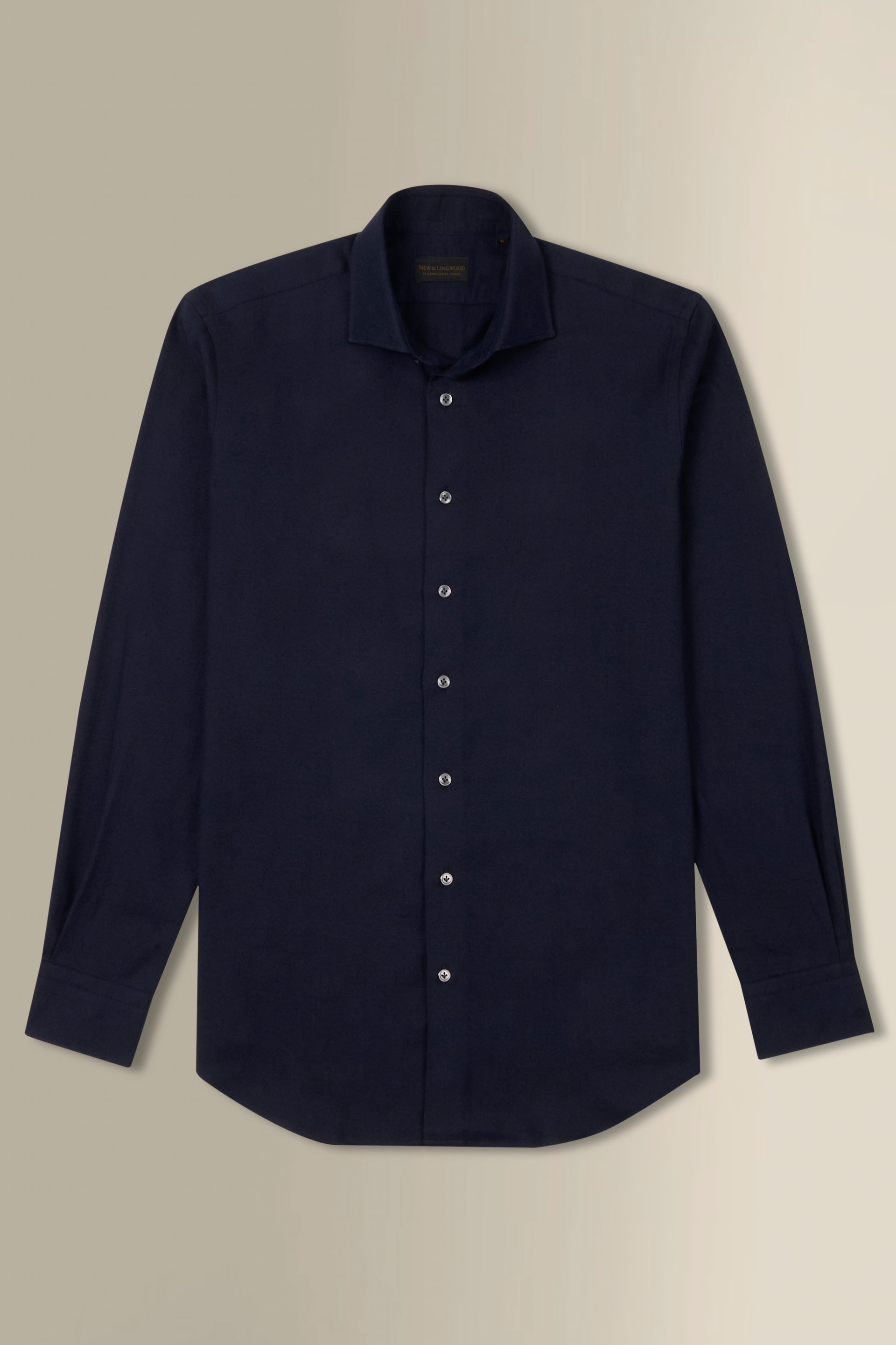 Navy Cutaway Collar Standard Fit Flannel Shirt