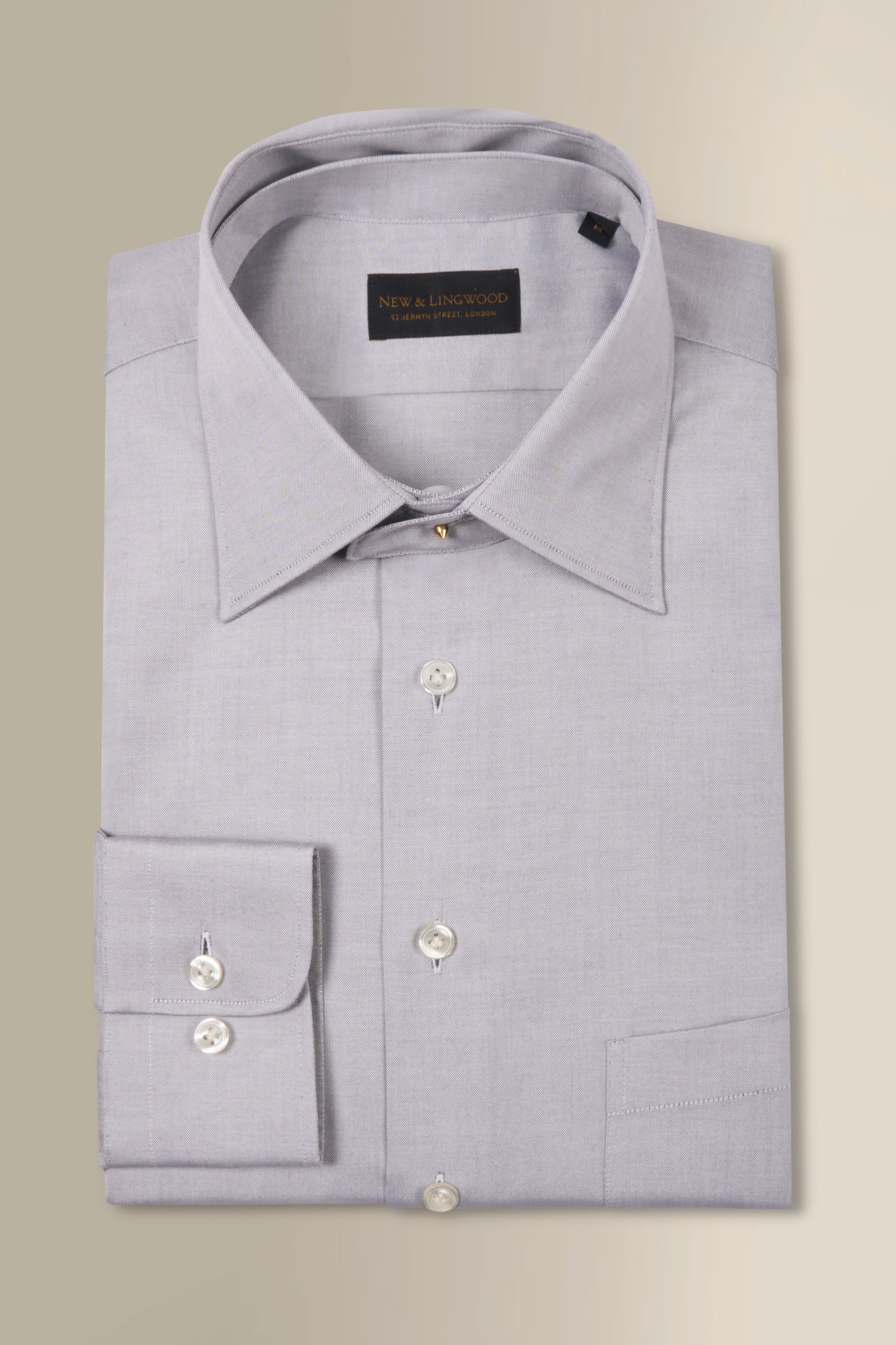 Grey Detachable Collar Standard Fit Oxford Shirt