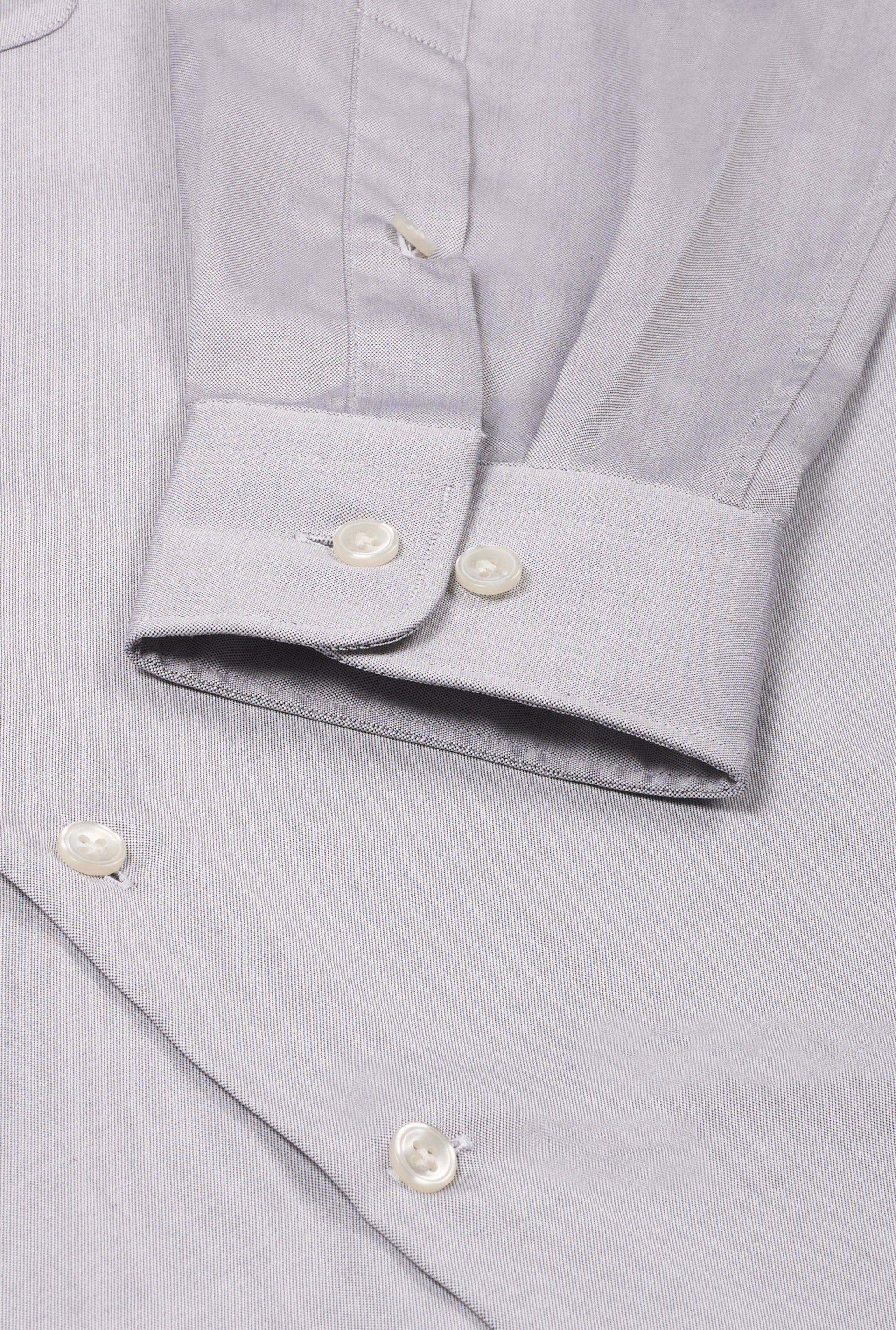 Grey Detachable Collar Standard Fit Oxford Shirt