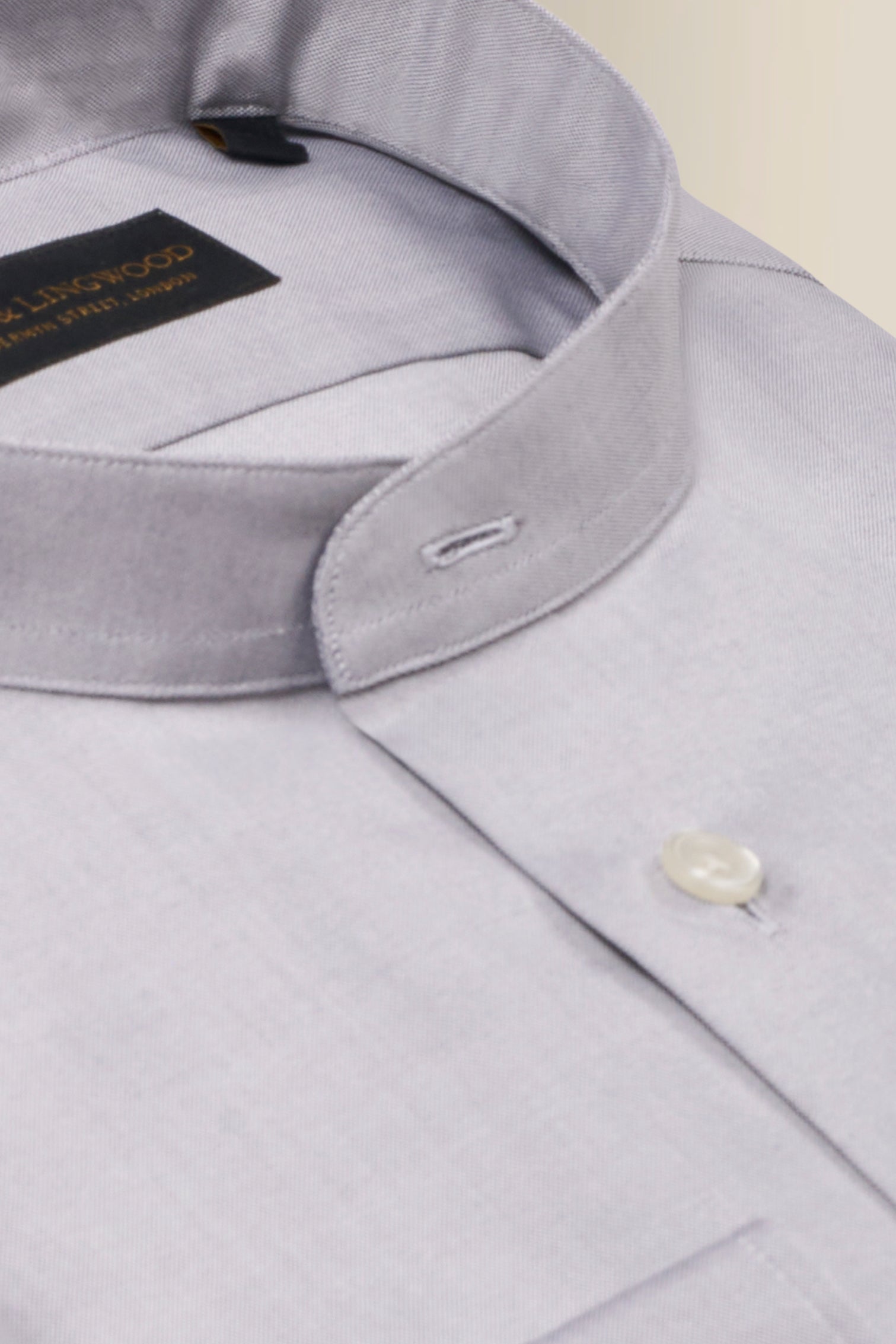 Grey Detachable Collar Standard Fit Oxford Shirt