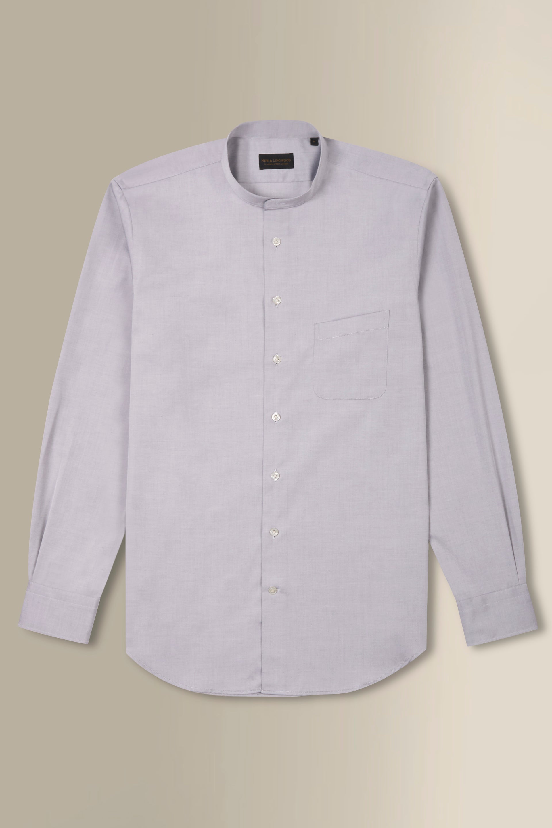Grey Detachable Collar Standard Fit Oxford Shirt