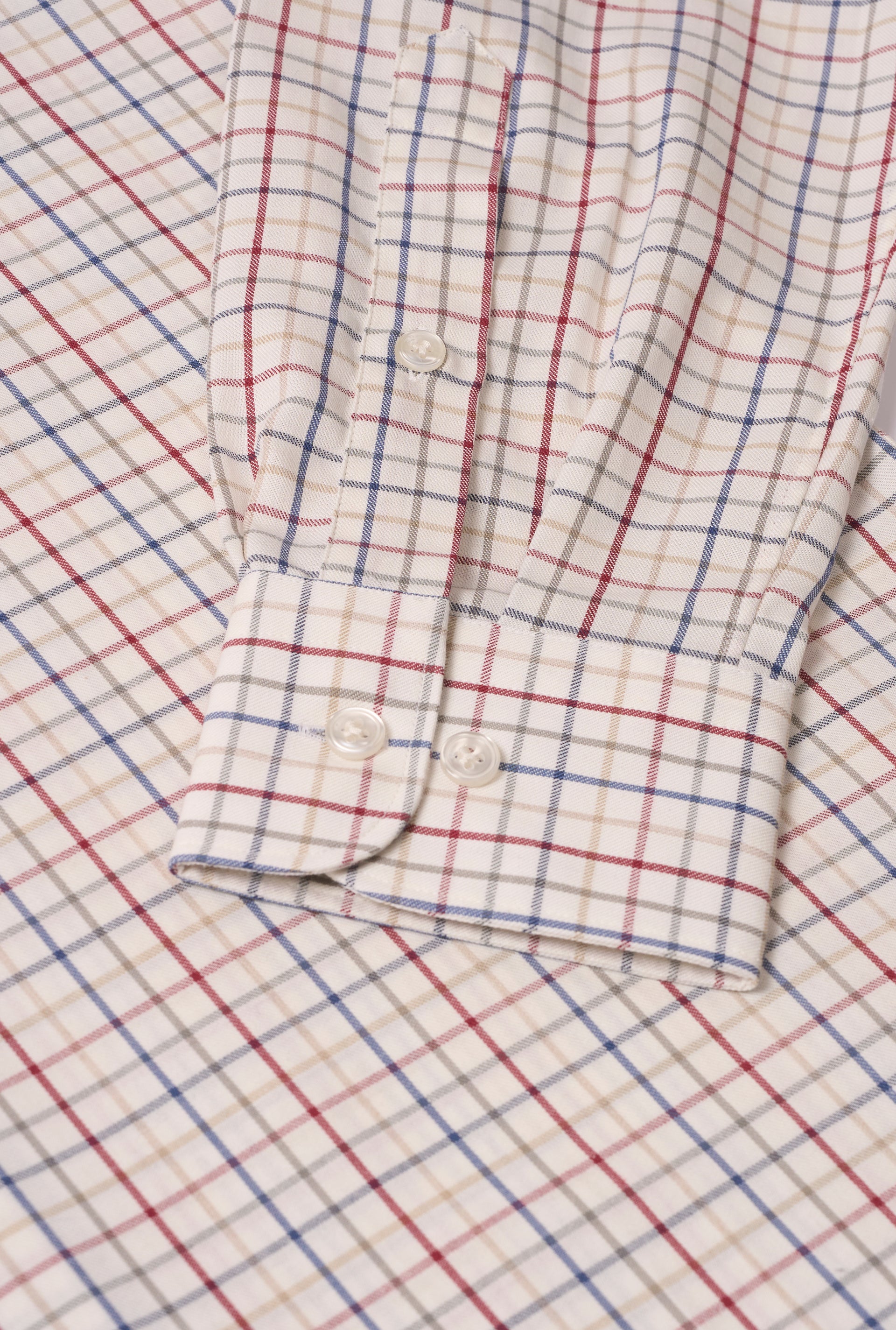 Navy & Burgundy Tattersall Check Cutaway Collar Standard Fit Cotton Shirt