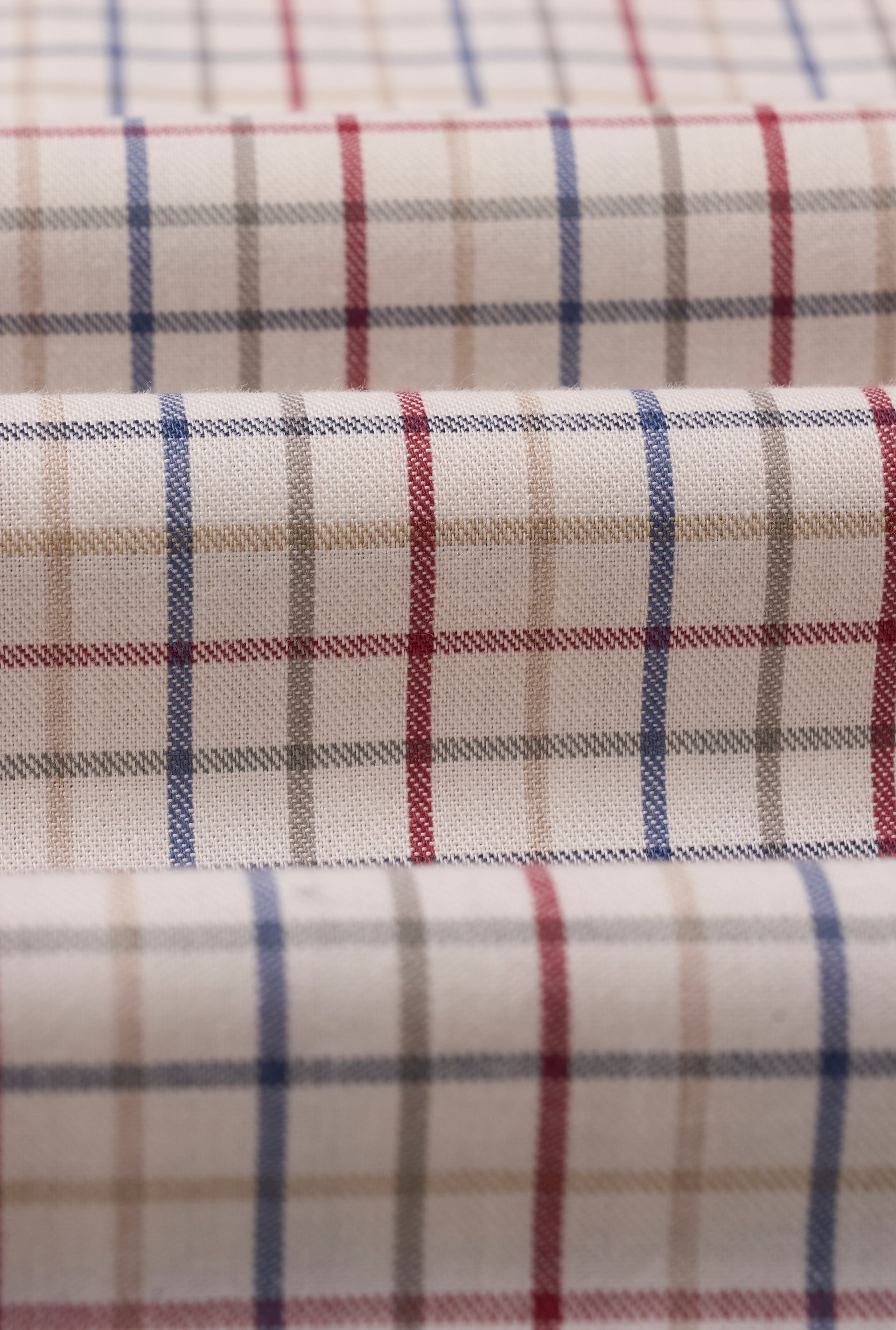Navy & Burgundy Tattersall Check Cutaway Collar Standard Fit Cotton Shirt
