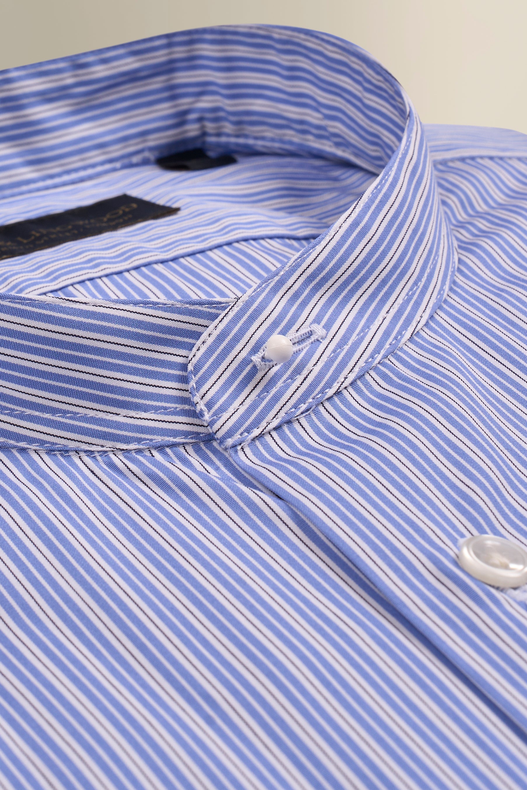 Blue & White Regent Stripe Detachable Collar Standard Fit Poplin Shirt