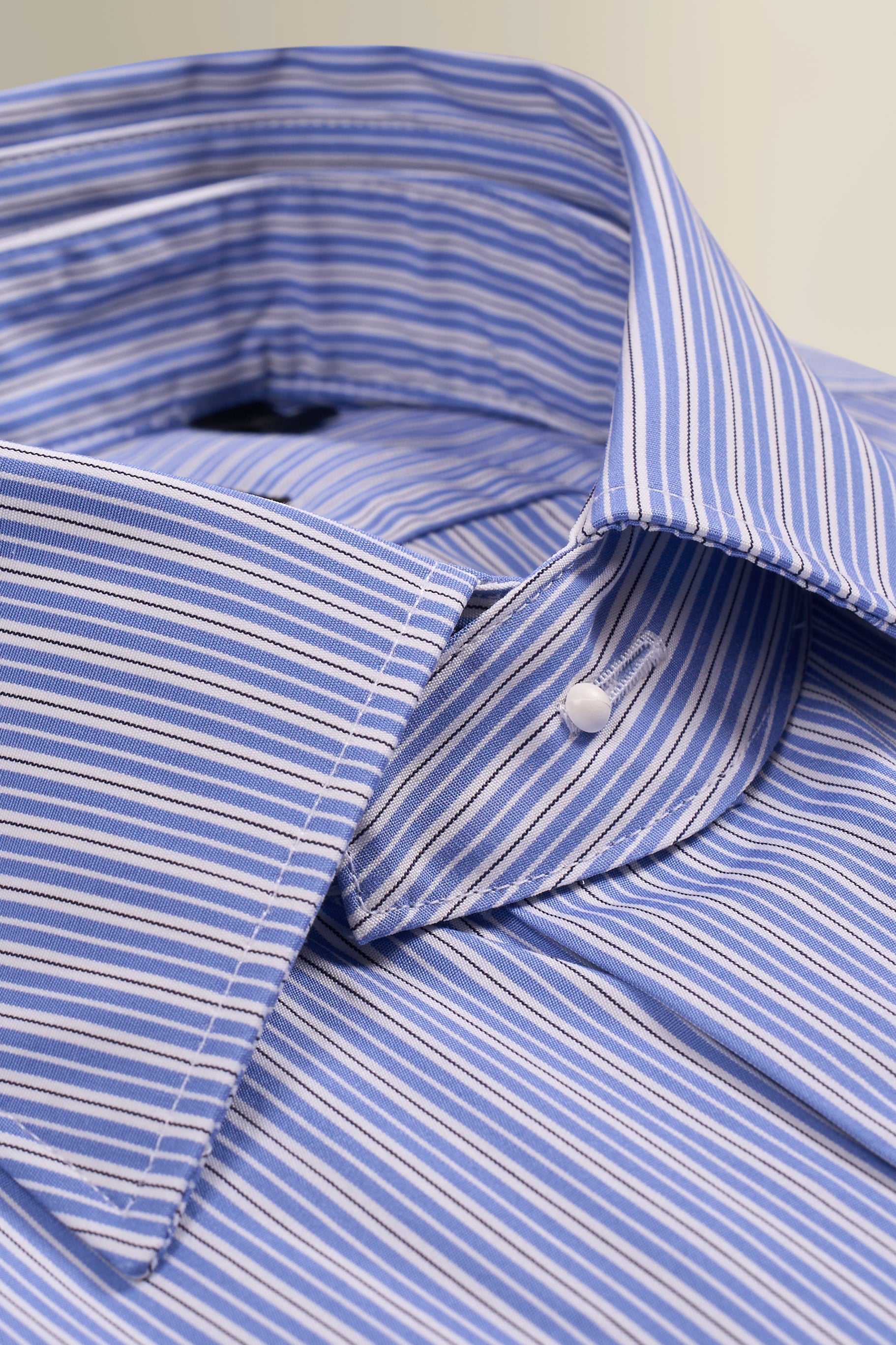 Blue & White Regent Stripe Detachable Collar Standard Fit Poplin Shirt