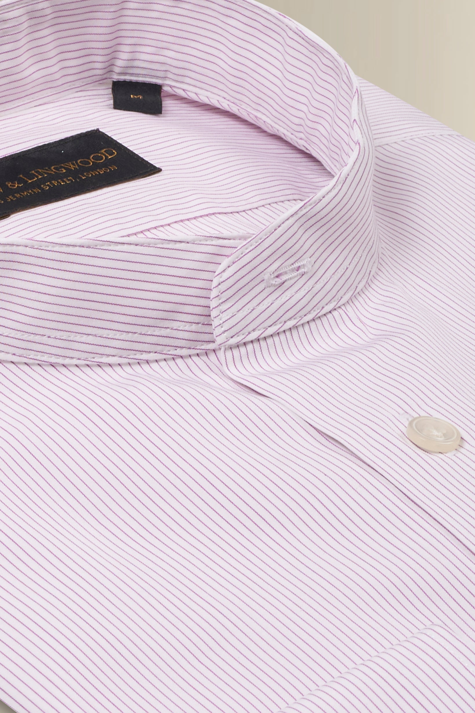 Purple & White Pencil Stripe Detachable Collar Standard Fit Poplin Shirt