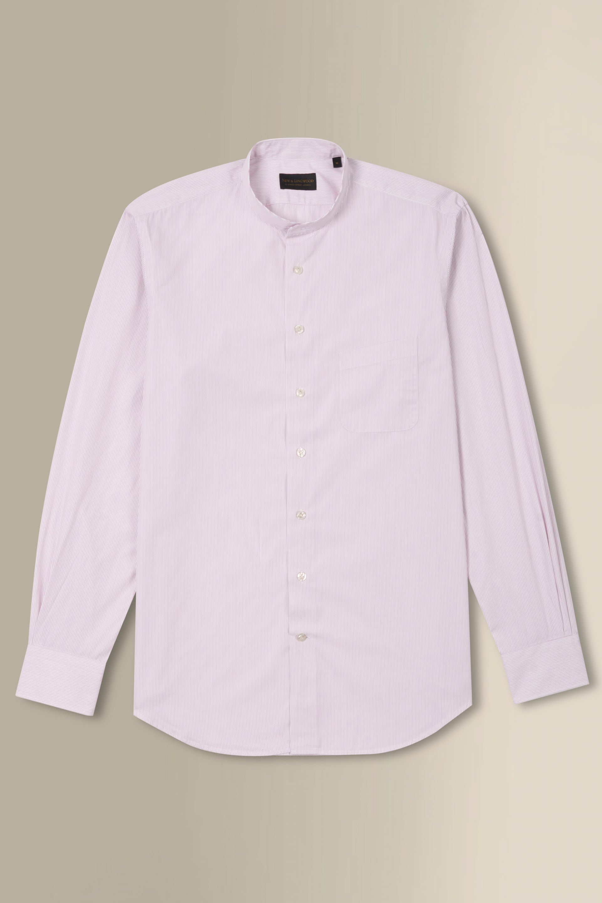 Purple & White Pencil Stripe Detachable Collar Standard Fit Poplin Shirt