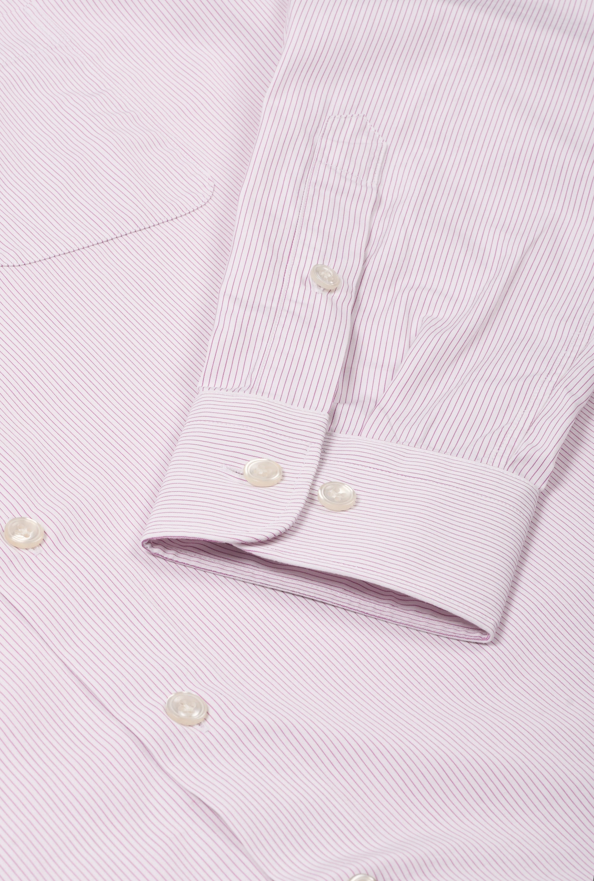 Purple & White Pencil Stripe Detachable Collar Standard Fit Poplin Shirt