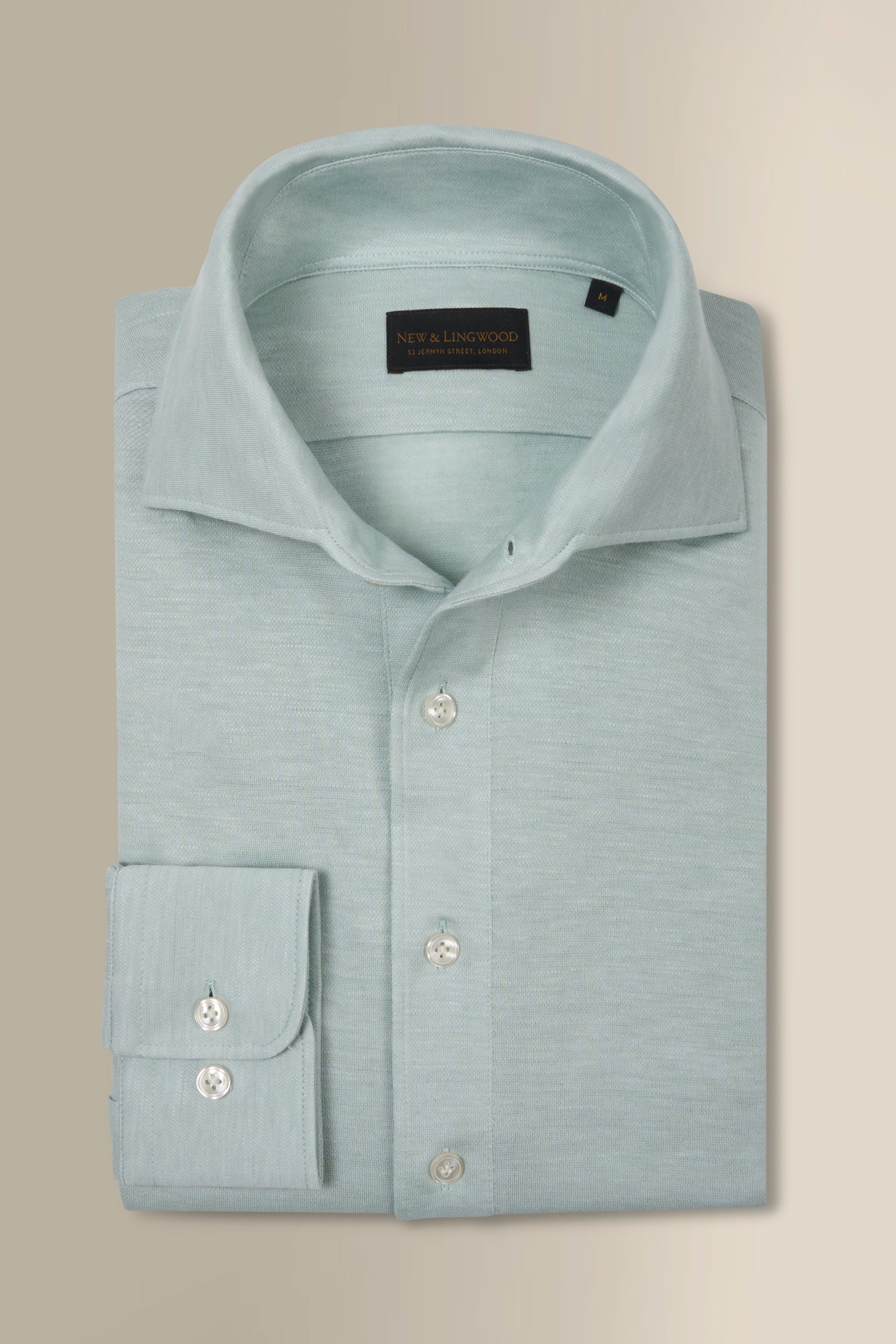 Light Blue One Piece Collar Cotton & Cashmere Popover Shirt