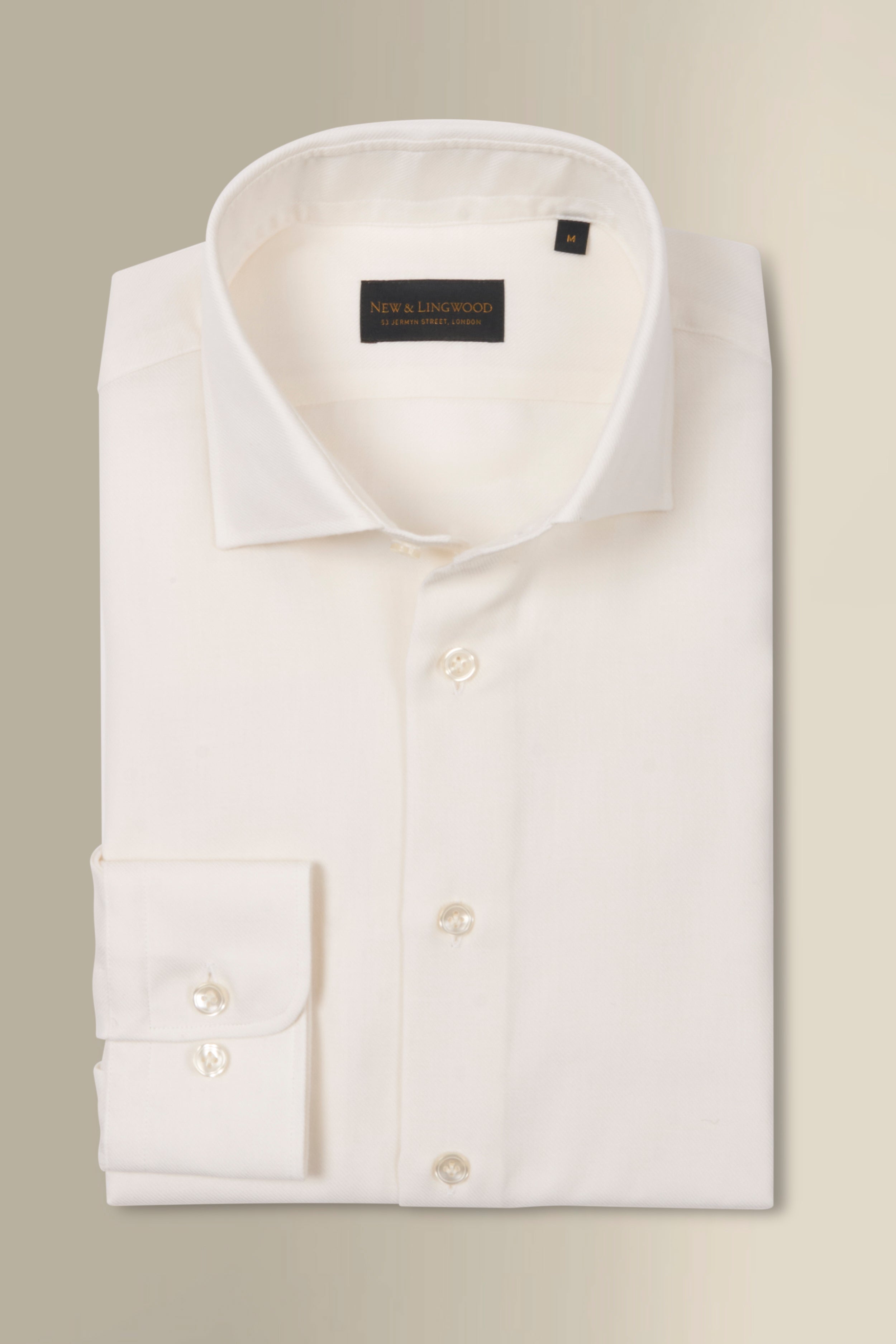 White Cutaway Collar Standard Fit  Cotton & Cashmere Shirt