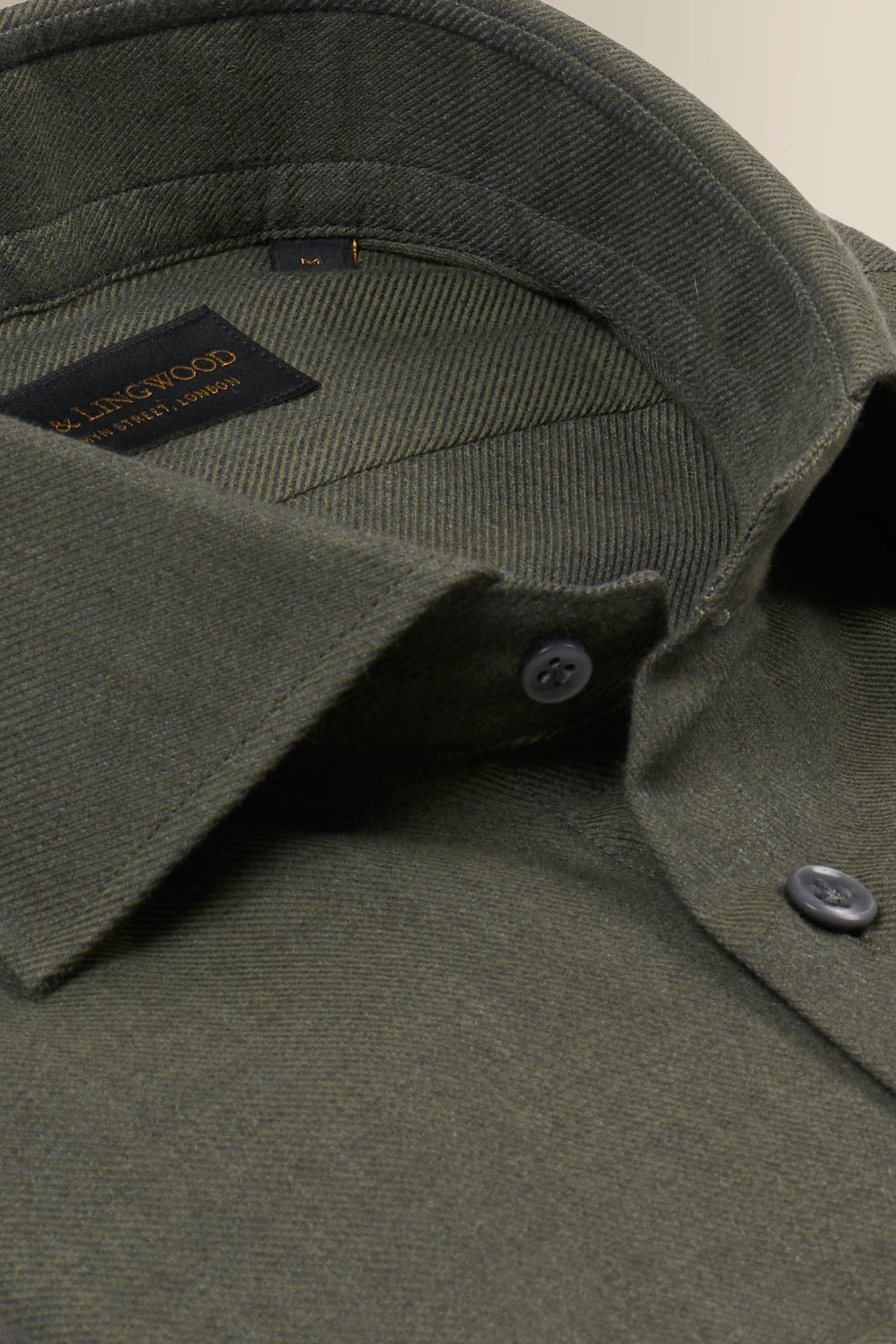 Khaki Cutaway Collar Standard Fit Cotton & Cashmere Shirt