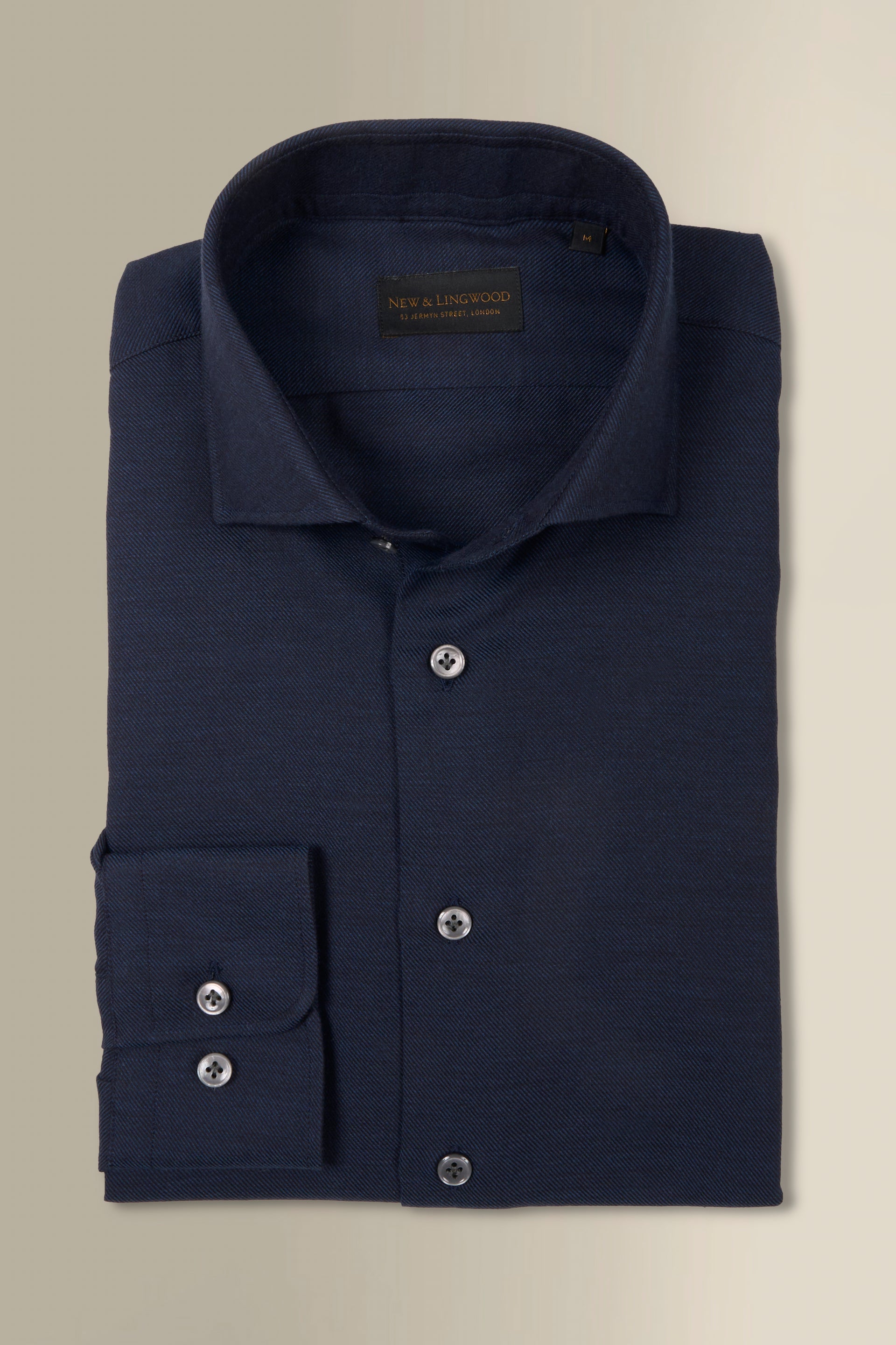 Navy Cutaway Collar Standard Fit Cotton & Cashmere Shirt