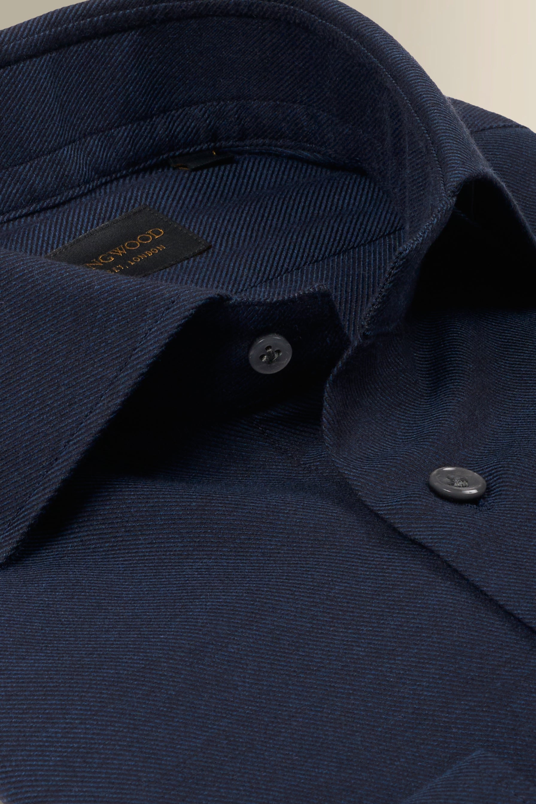 Navy Cutaway Collar Standard Fit Cotton & Cashmere Shirt