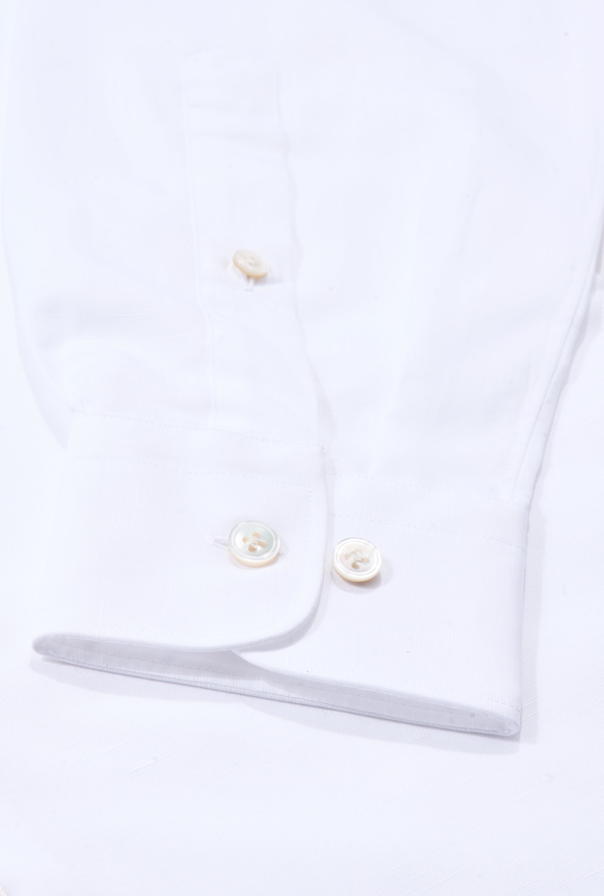 White St James' Collar Tailored Fit Single Cuff Cotton & Linen Shirt