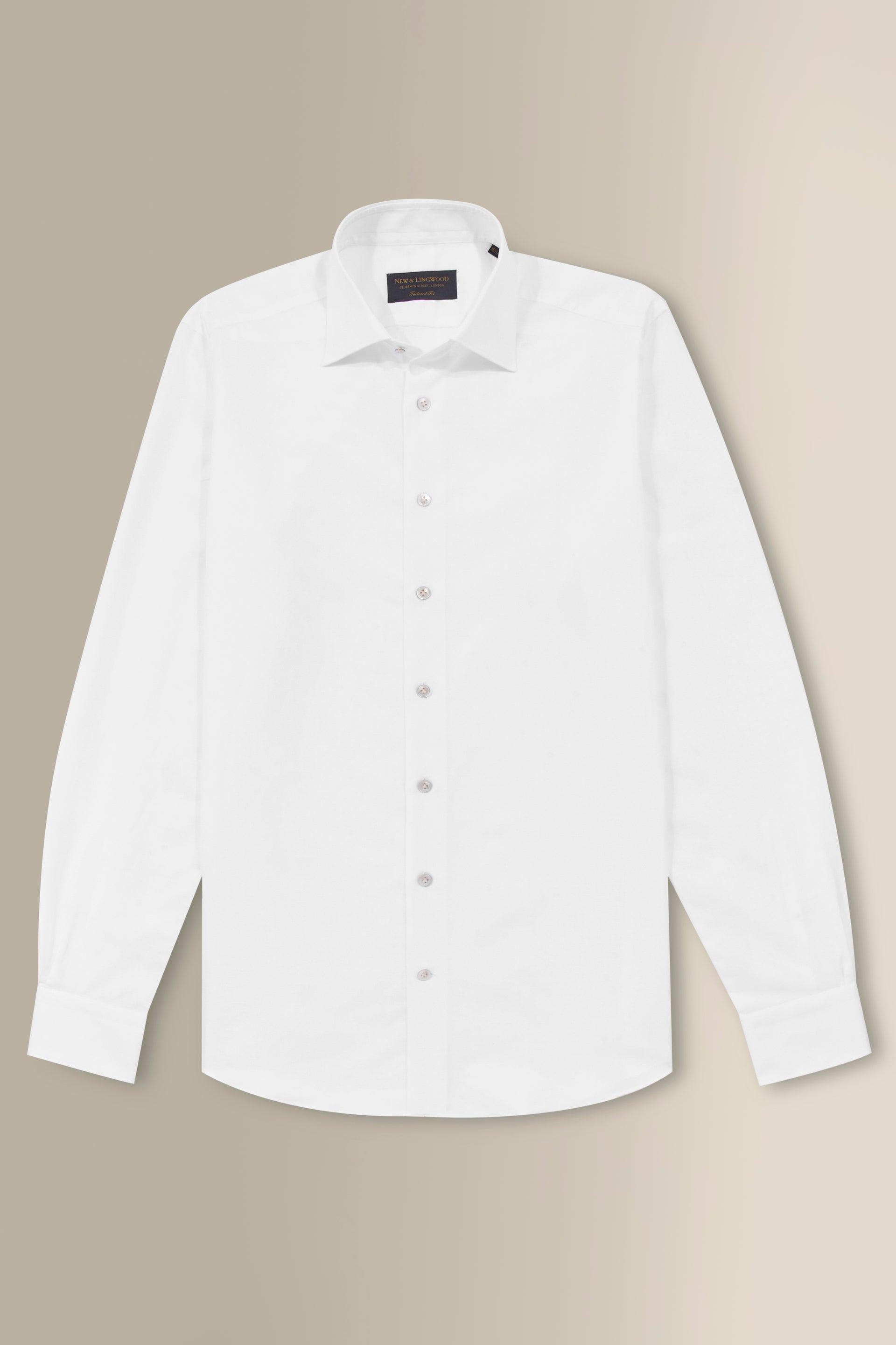 White St James' Collar Tailored Fit Single Cuff Cotton & Linen Shirt